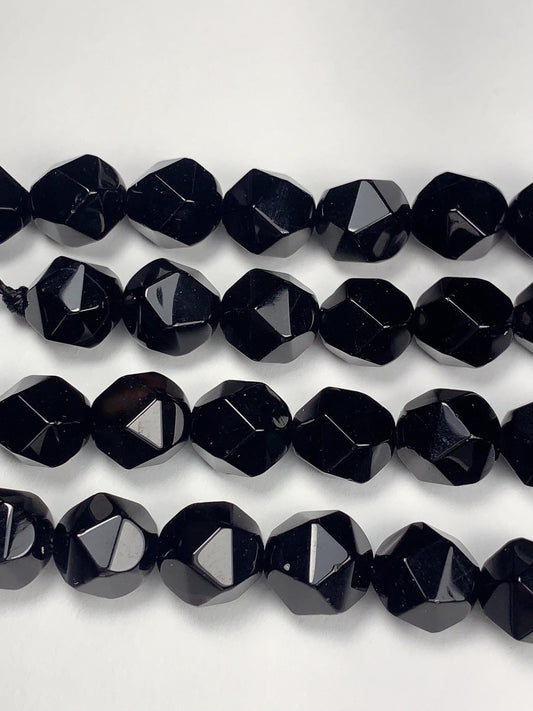 AAA Natural Black Smooth Star Diamond Shape Beads 15" Strand