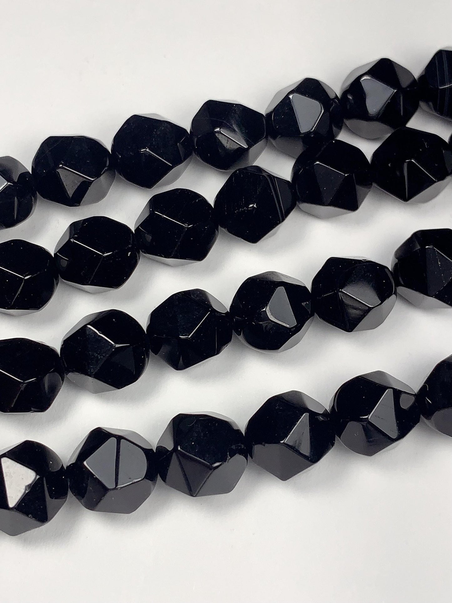 AAA Natural Black Smooth Star Diamond Shape Beads 15" Strand