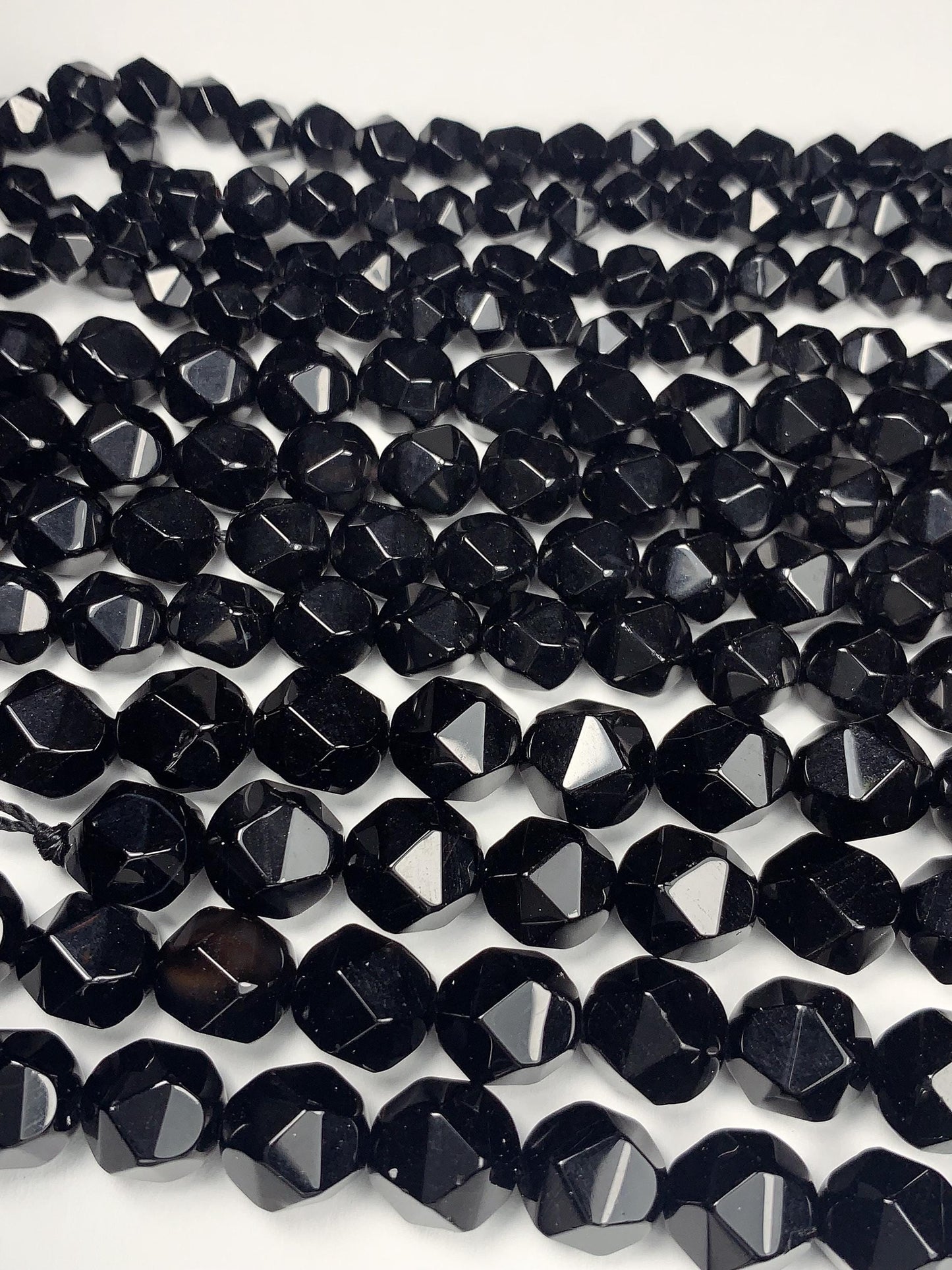 AAA Natural Black Smooth Star Diamond Shape Beads 15" Strand