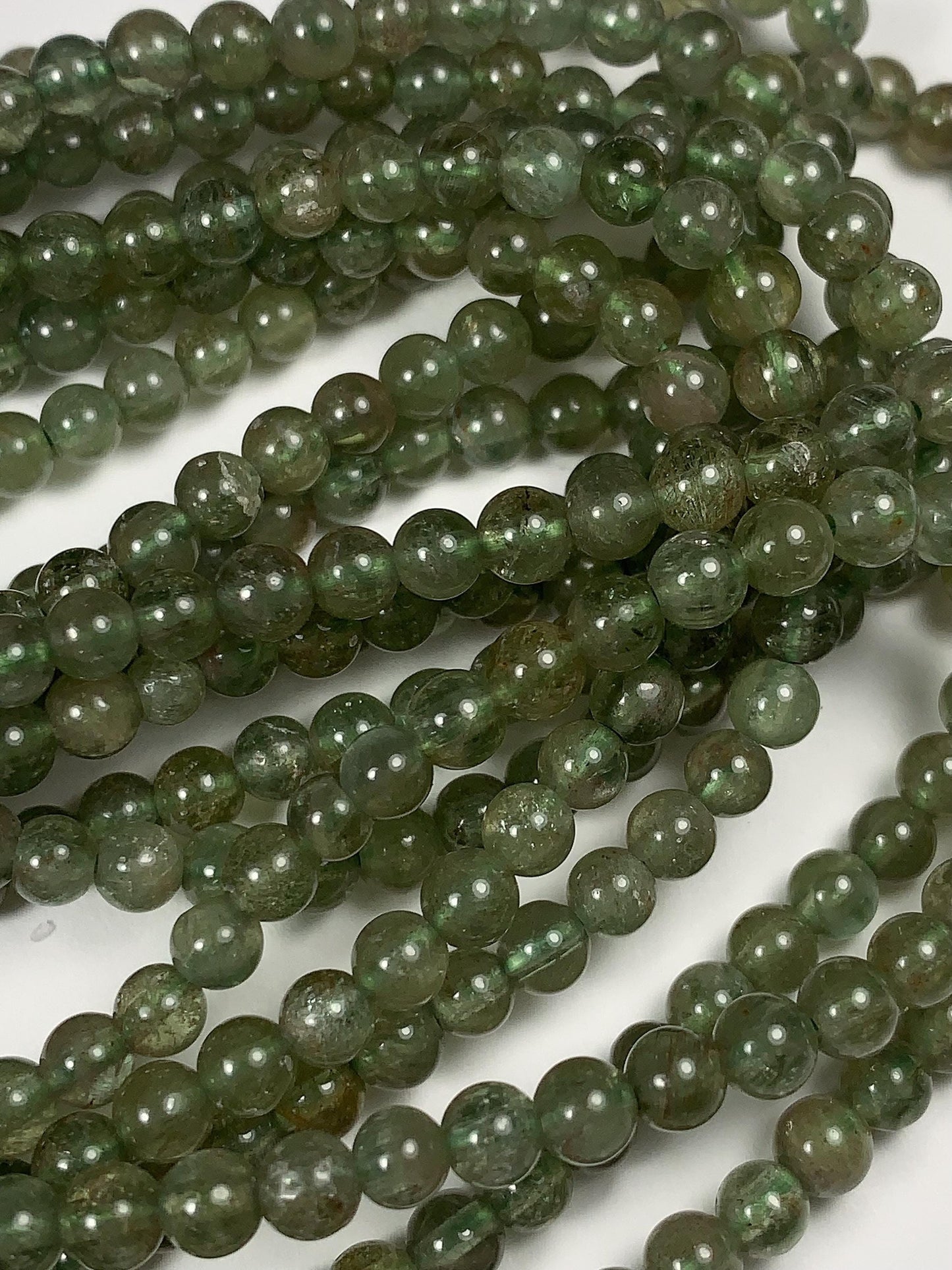4mm Natural Green Apatite Smooth Round  Beads:  Genuine Gemstone 15.5" Strand