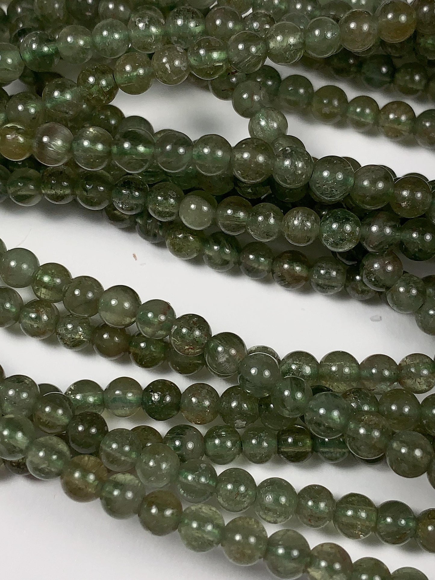 4mm Natural Green Apatite Smooth Round  Beads:  Genuine Gemstone 15.5" Strand