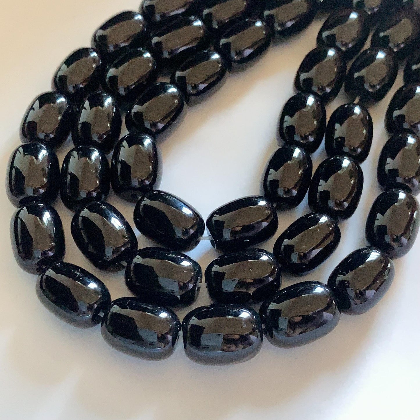 10x14mm AAA Natural Black Onyx Barrel Shape Smooth Beads 15.5" Strand