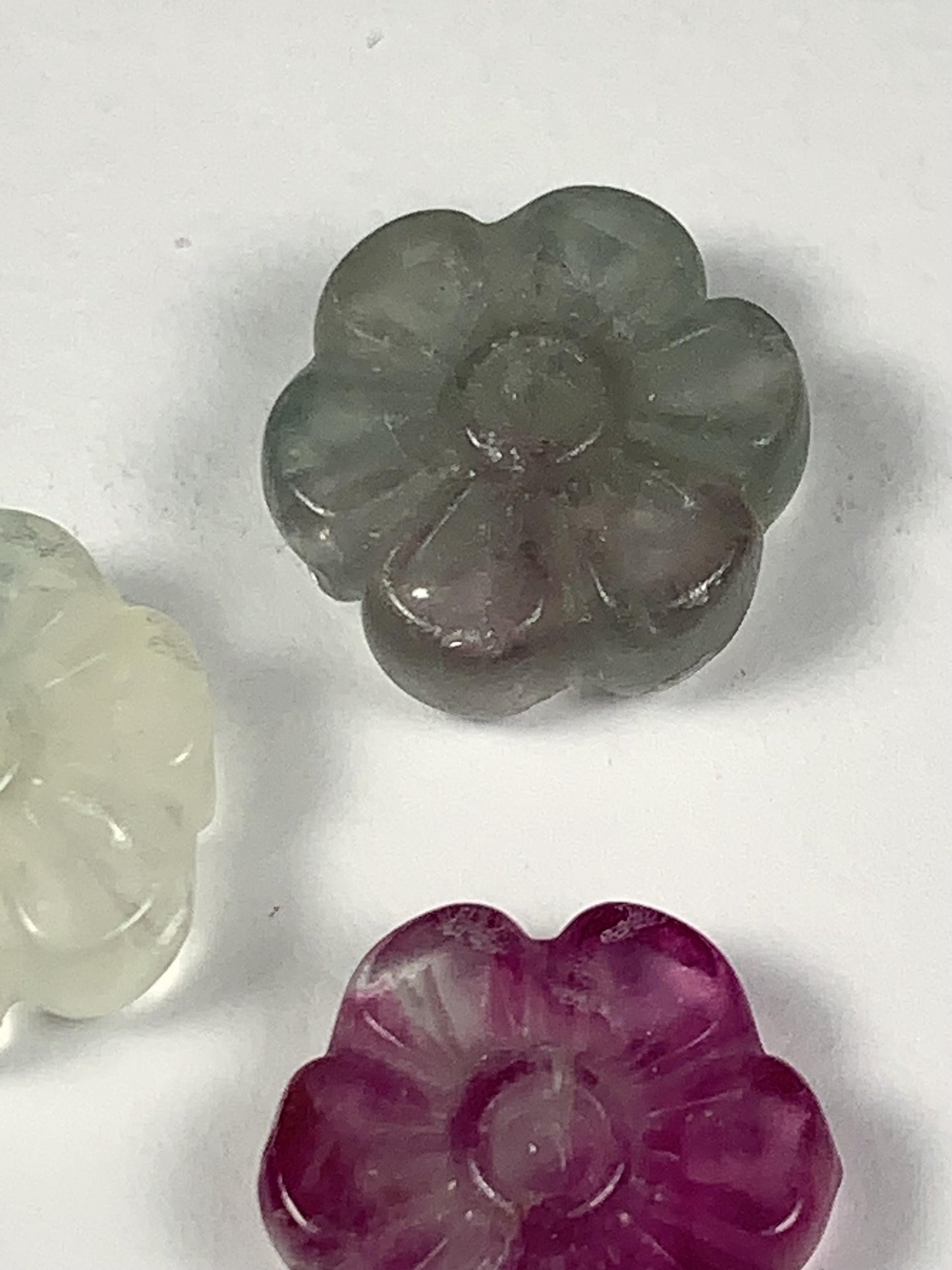 13mm Good Detail Carved  Natural Purple Fluorite Beads Loose Gems Gemstone Flowers cut
