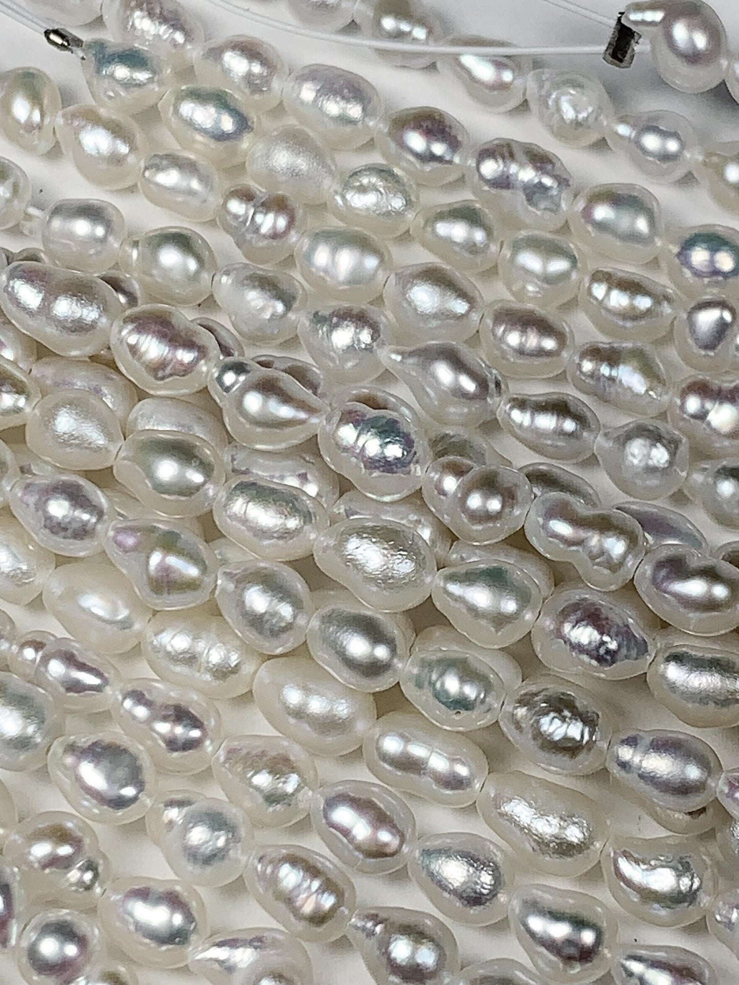 4mm Super Strong Luster Natural White Freshwater Pearl Baroque Beads: Genuine Gemstone Strand 15.5+