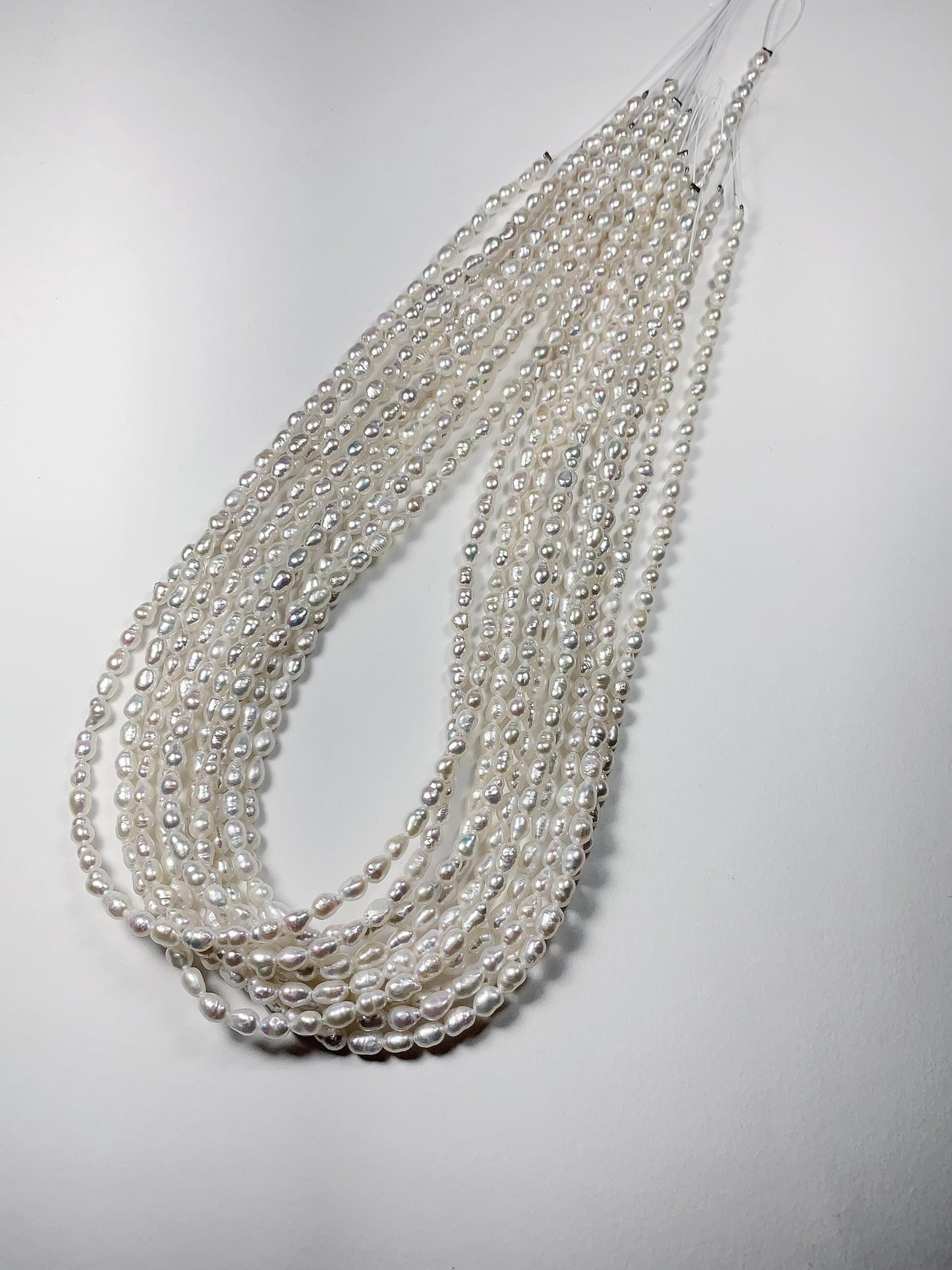 4mm Super Strong Luster Natural White Freshwater Pearl Baroque Beads: Genuine Gemstone Strand 15.5+