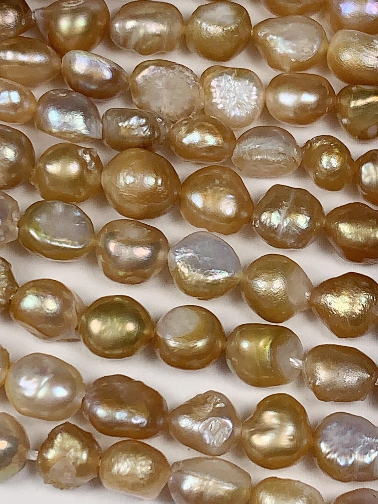 5mm Gold  Freshwater Pearl Baroque Beads: Genuine Gemstone Strand 7.5+