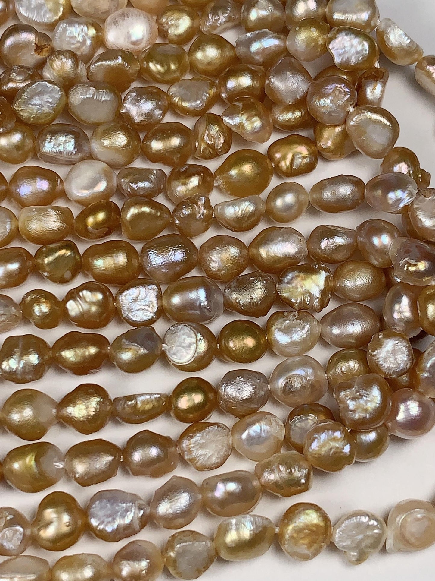 5mm Gold  Freshwater Pearl Baroque Beads: Genuine Gemstone Strand 7.5+