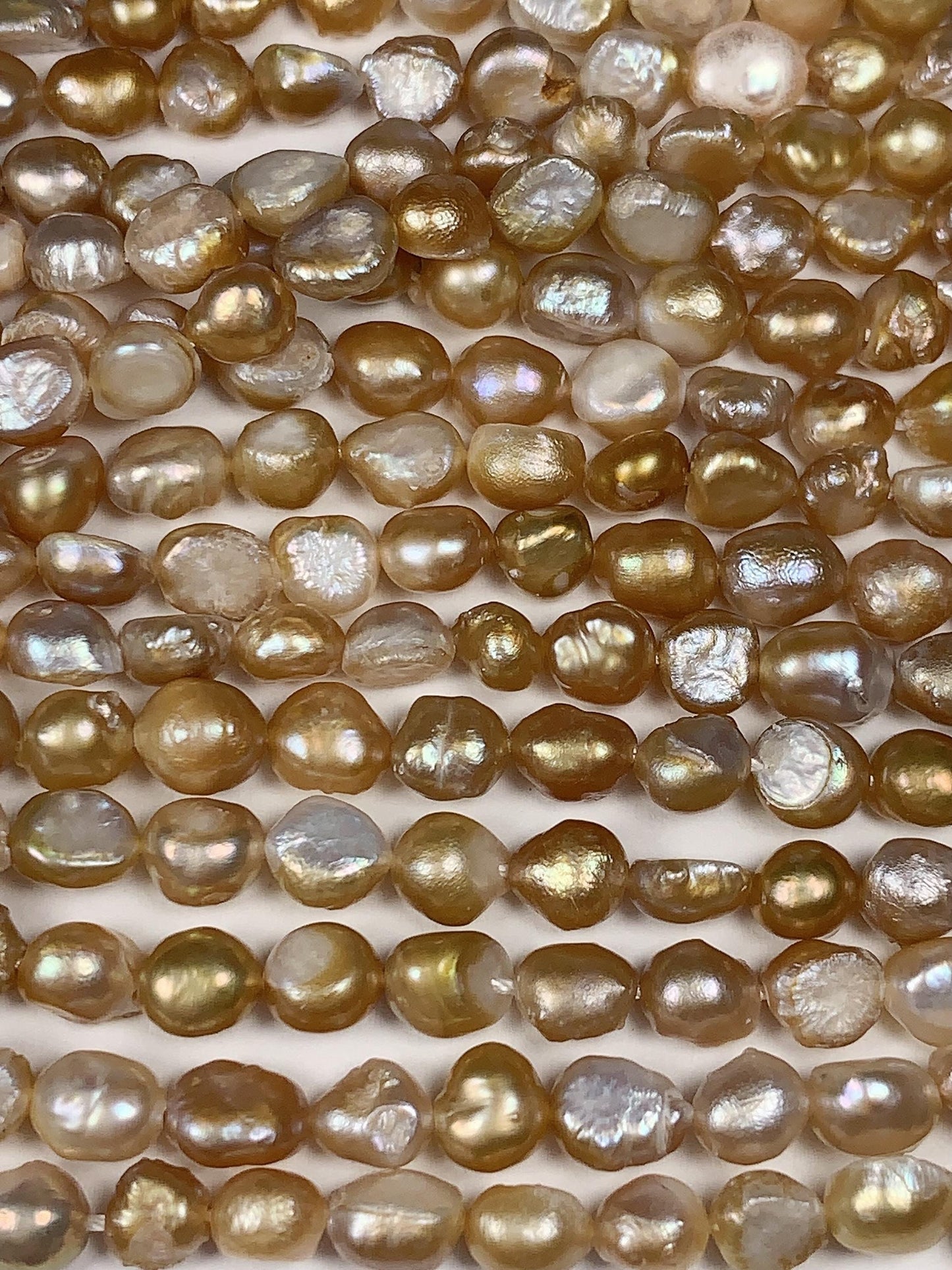 5mm Gold  Freshwater Pearl Baroque Beads: Genuine Gemstone Strand 7.5+