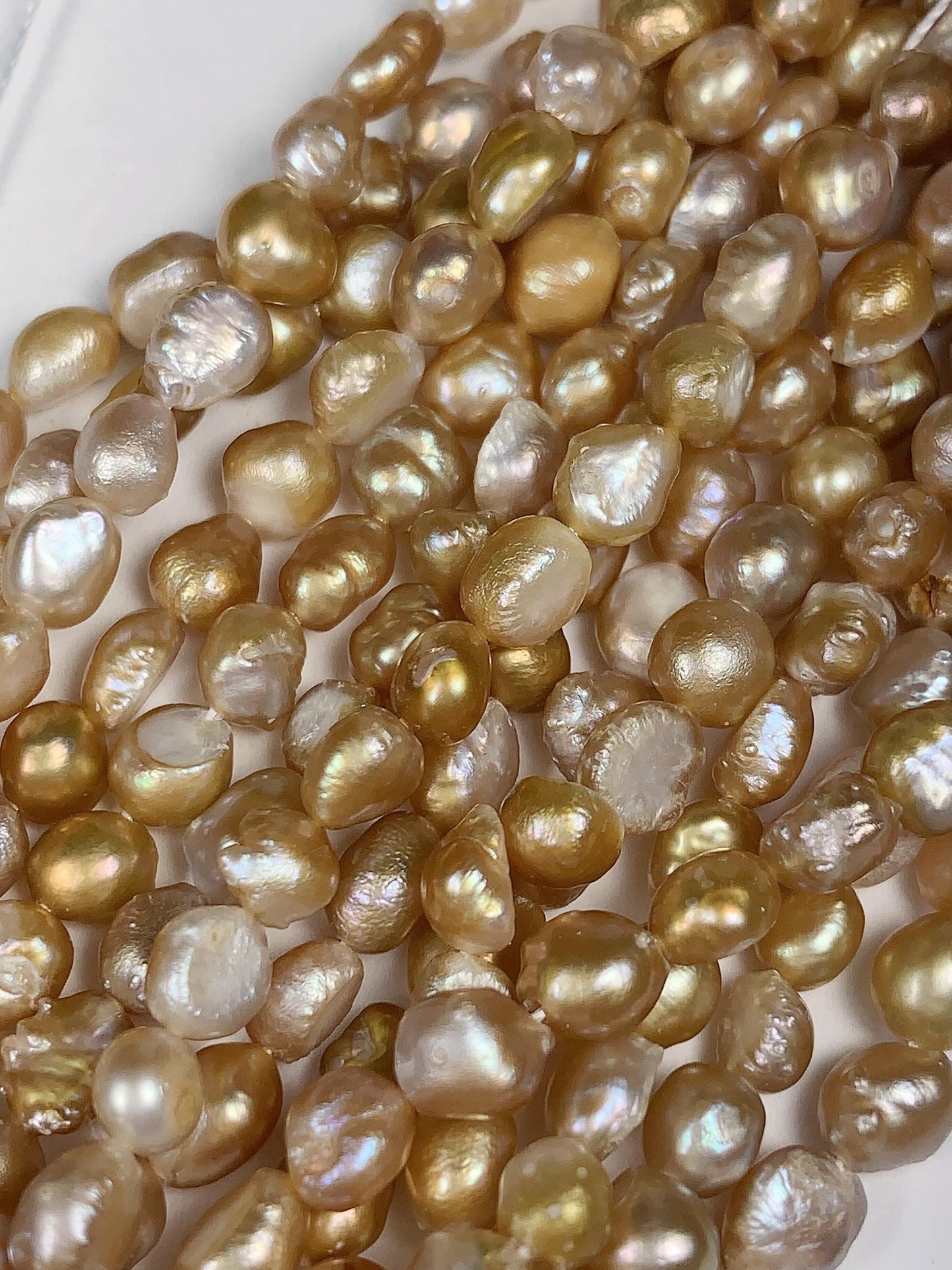 5mm Gold  Freshwater Pearl Baroque Beads: Genuine Gemstone Strand 7.5+