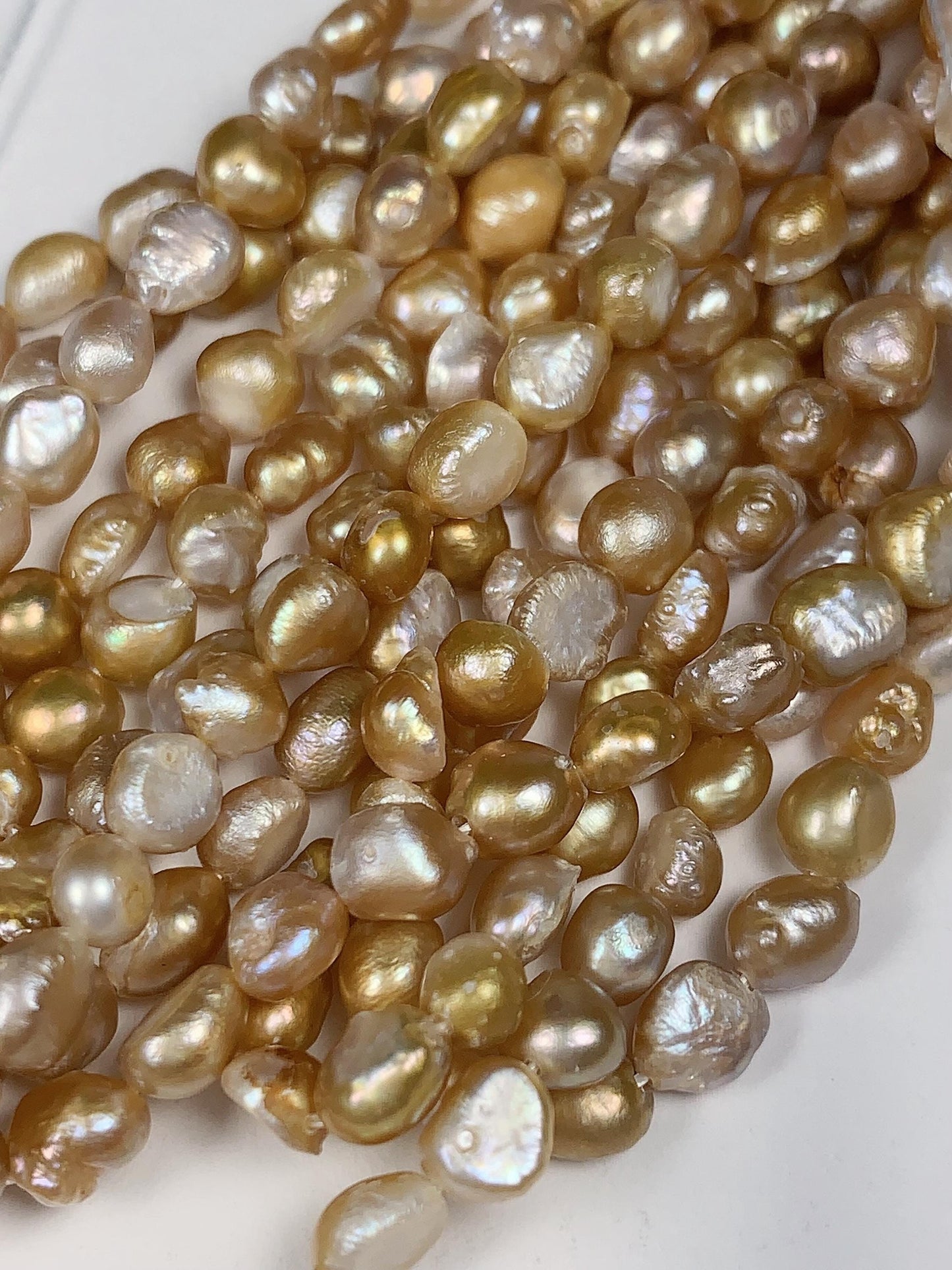 5mm Gold  Freshwater Pearl Baroque Beads: Genuine Gemstone Strand 7.5+