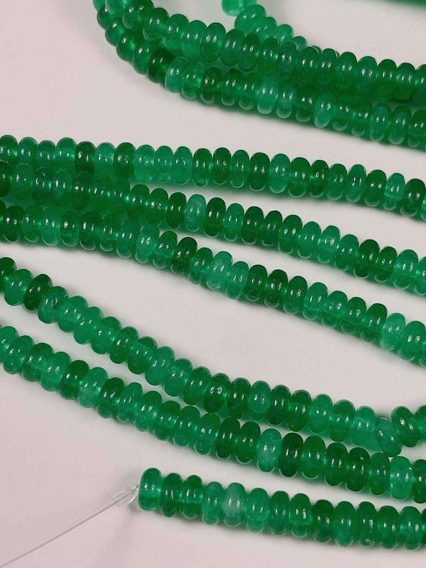 2x4mm Natural Green Agate Smooth Rondelle Beads 15 Strand