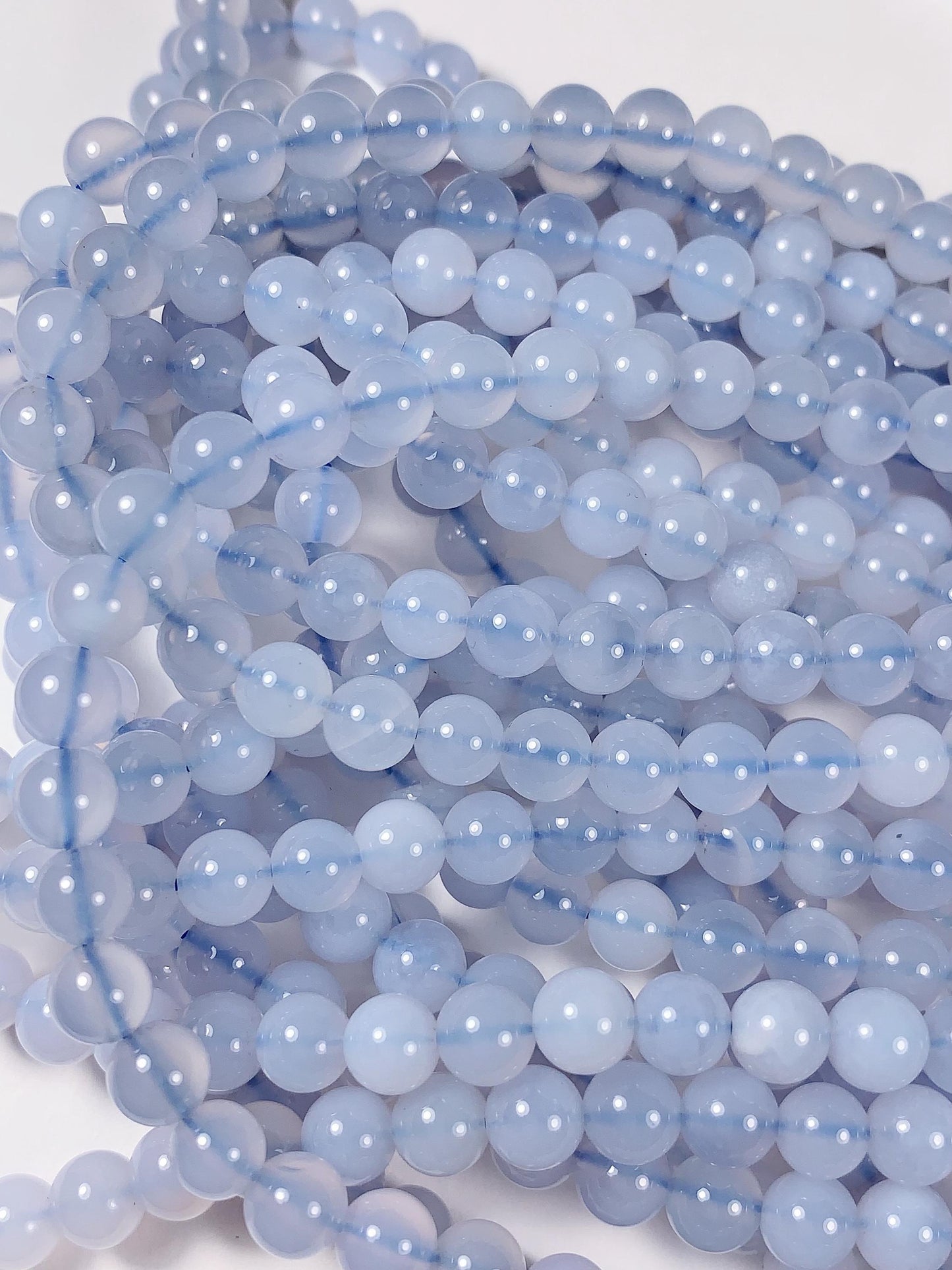 6mm AAA Natural Blue Agate Beads: Gemstone Strand (15.5")