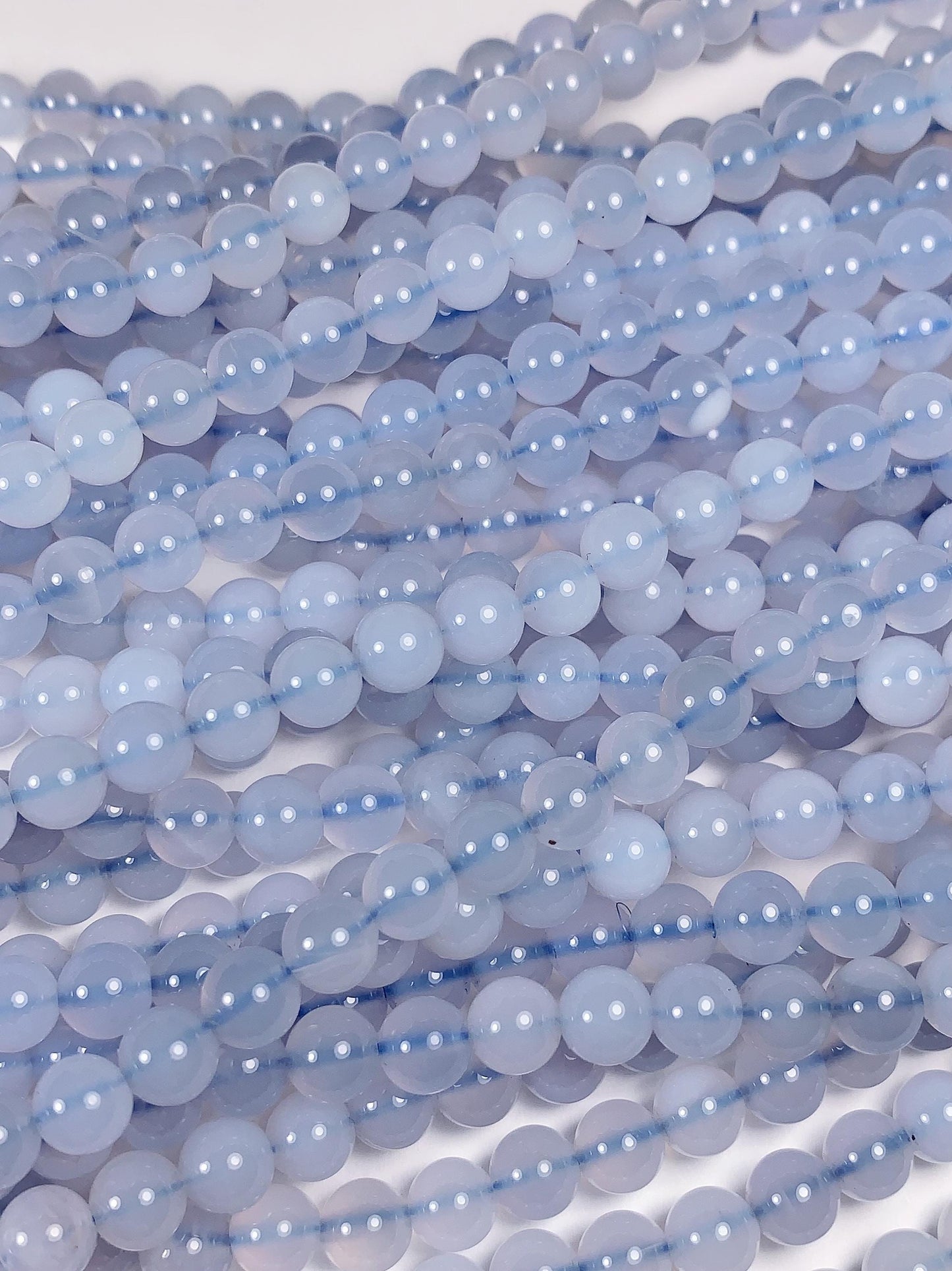 6mm AAA Natural Blue Agate Beads: Gemstone Strand (15.5")