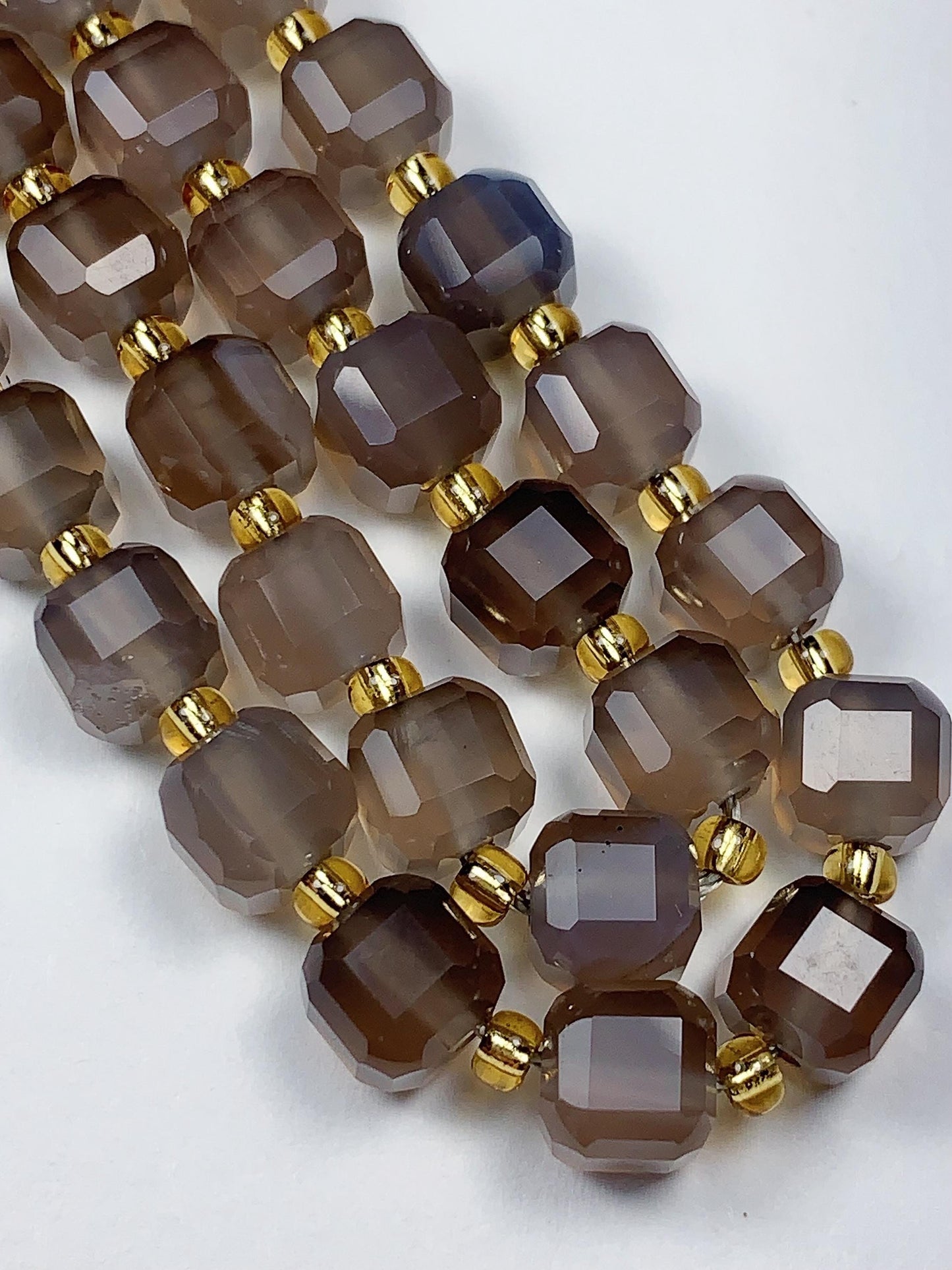 11 Types Gemstones Faceted Cube Square Beads 15.5" Strand