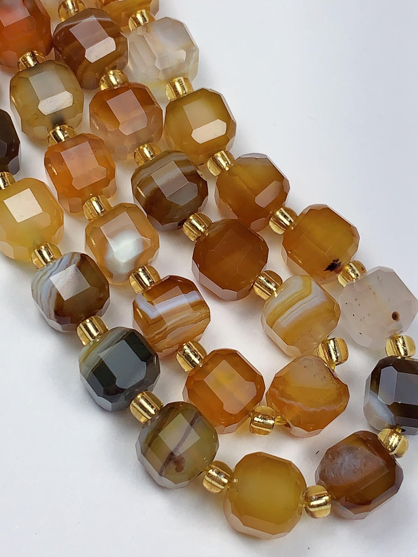 11 Types Gemstones Faceted Cube Square Beads 15.5" Strand