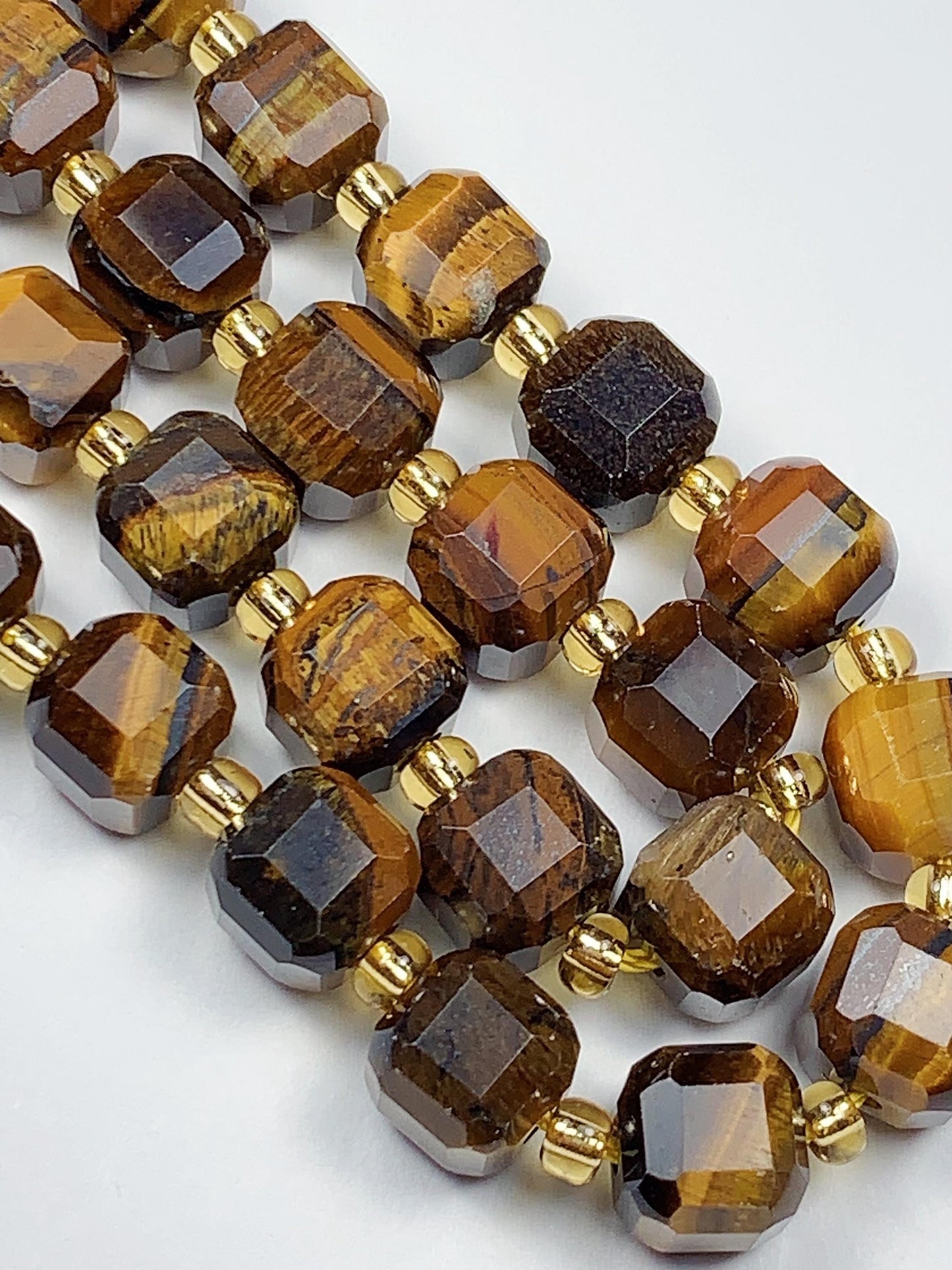 11 Types Gemstones Faceted Cube Square Beads 15.5" Strand