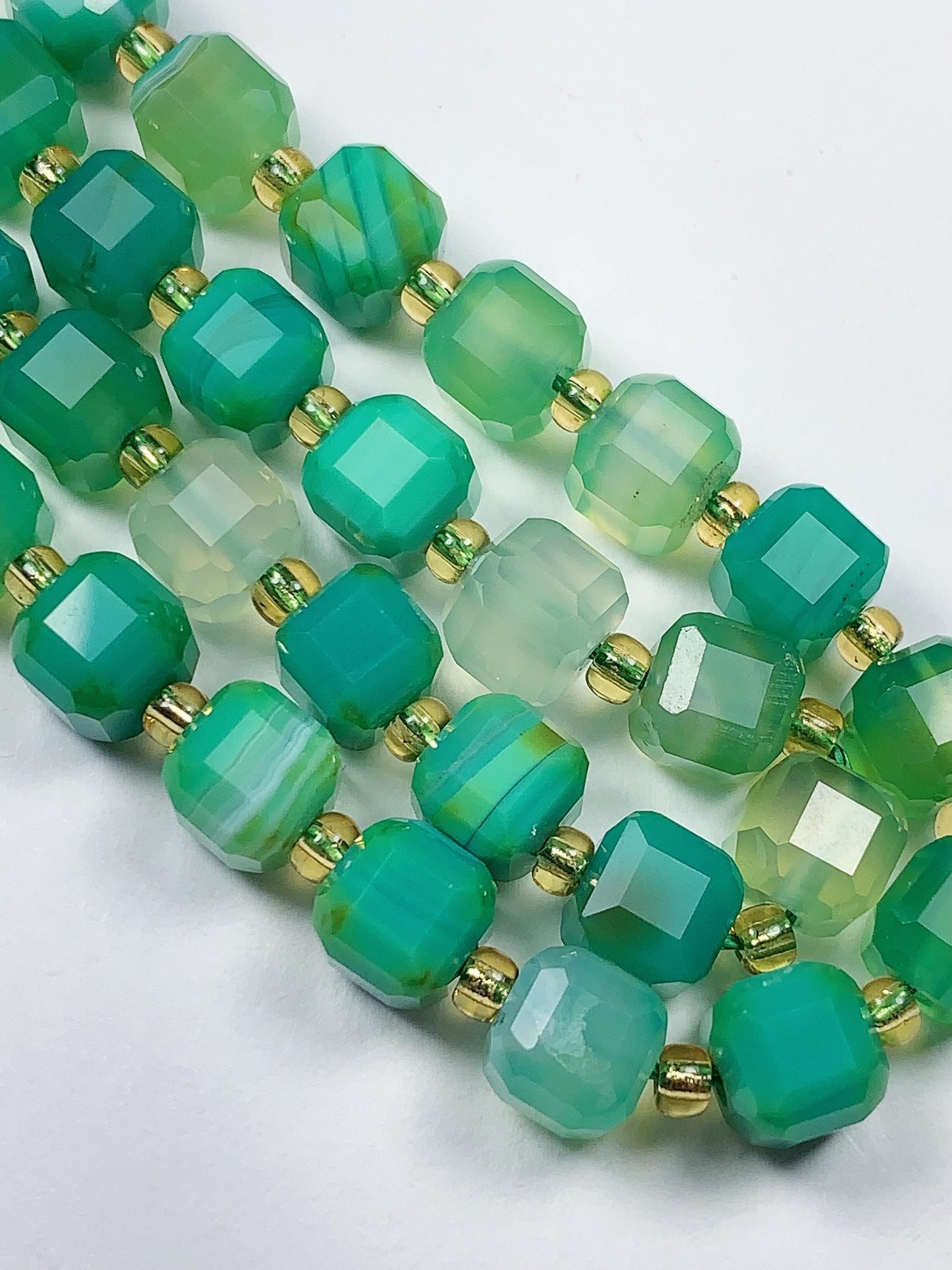 11 Types Gemstones Faceted Cube Square Beads 15.5" Strand