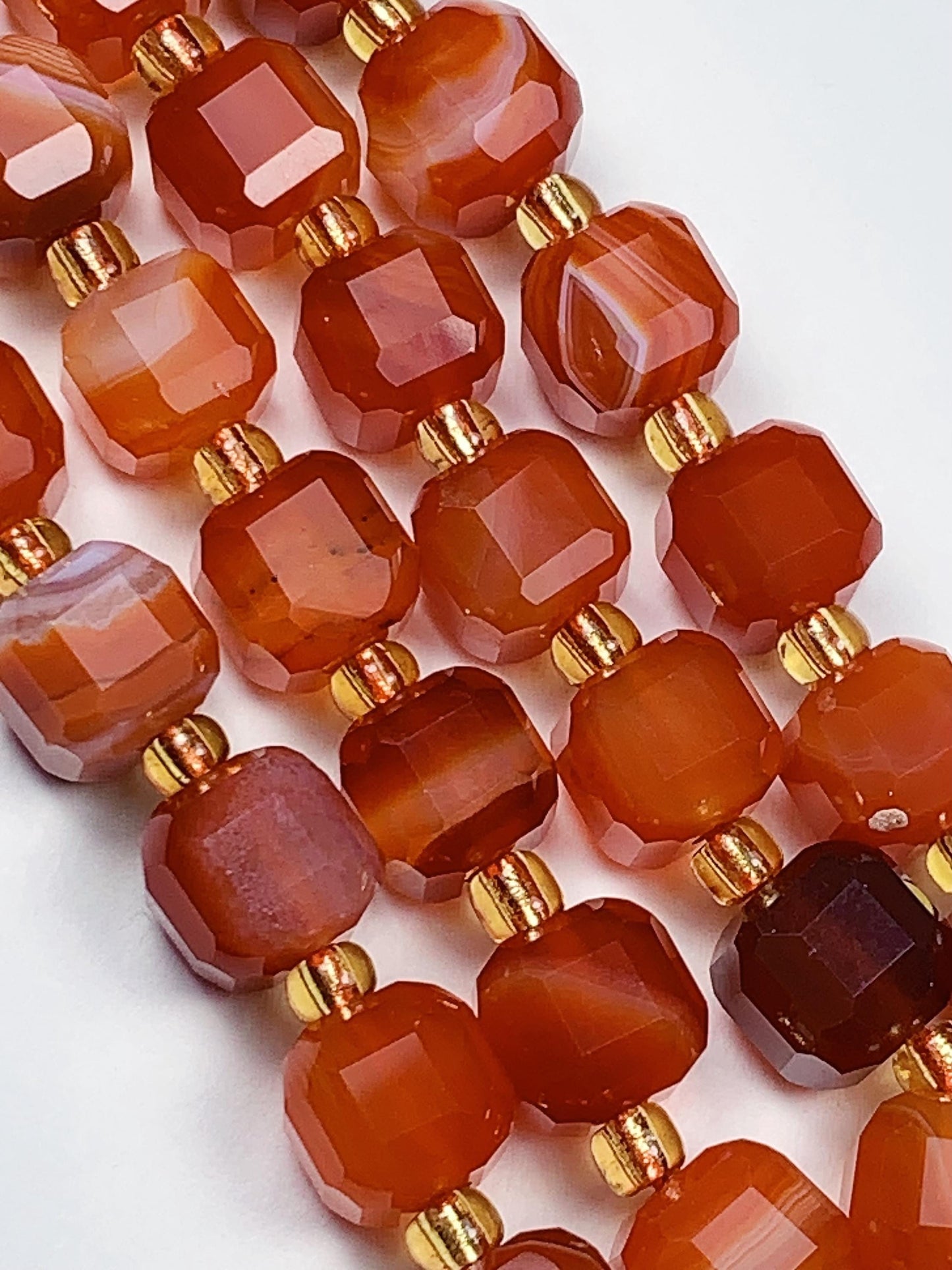 11 Types Gemstones Faceted Cube Square Beads 15.5" Strand
