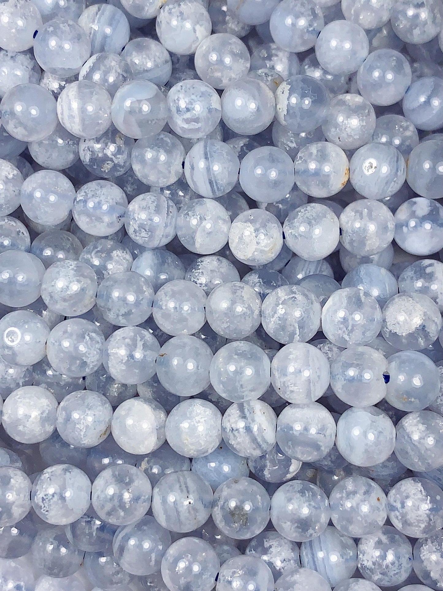 6mm Natural Icy Light Blue Lace Strip Agate Smooth Round Beads Gemstone Strand 15.5"