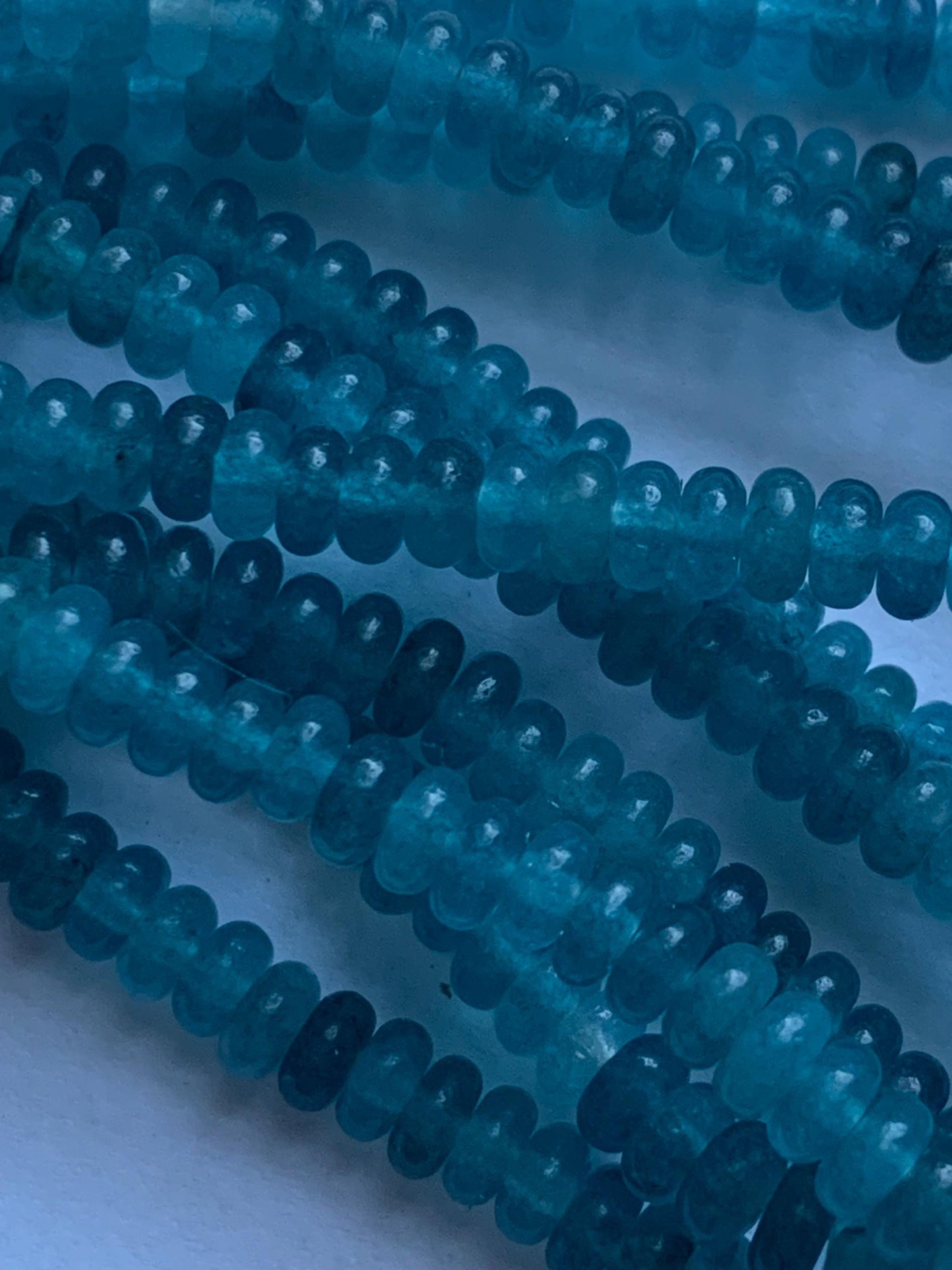 2x4mm Natural Deep Ocean Blue Agate Smooth Rondelle Beads 15 Strand