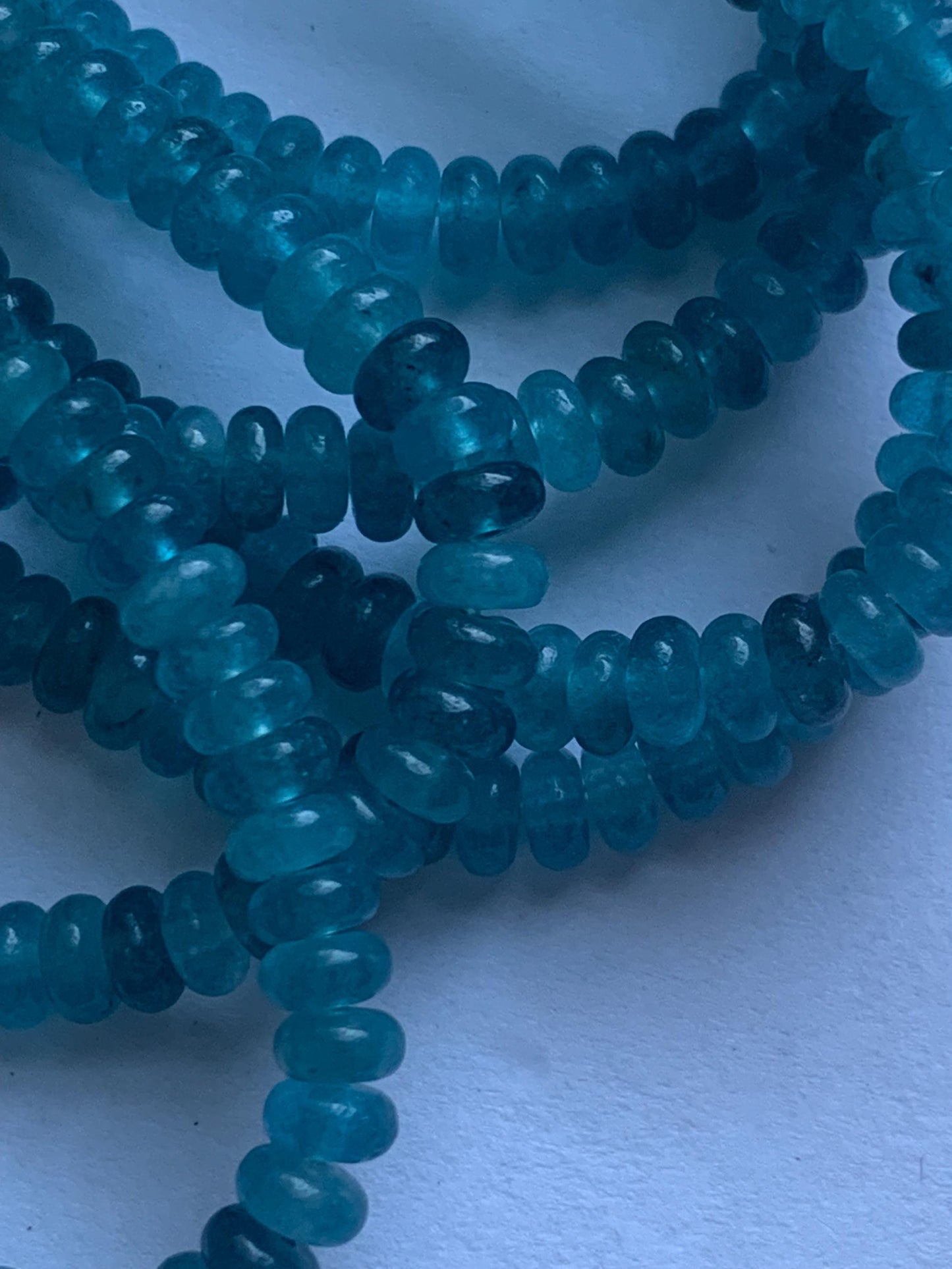 2x4mm Natural Deep Ocean Blue Agate Smooth Rondelle Beads 15 Strand
