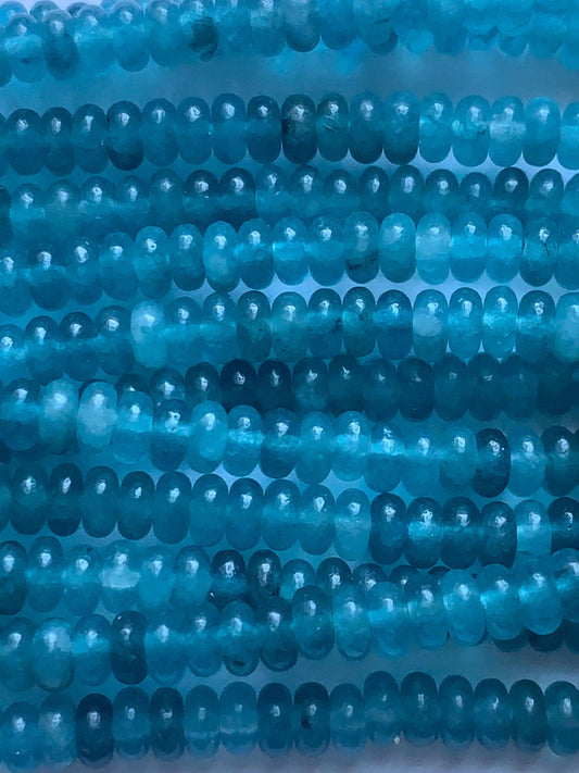 2x4mm Natural Deep Ocean Blue Agate Smooth Rondelle Beads 15 Strand