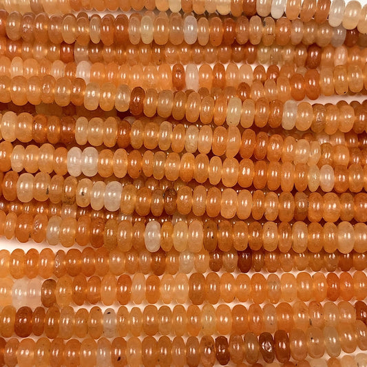 2x4mm Good Quality Natural Orange Red Aventurine Smooth Rondelle Beads 15.5" Strand