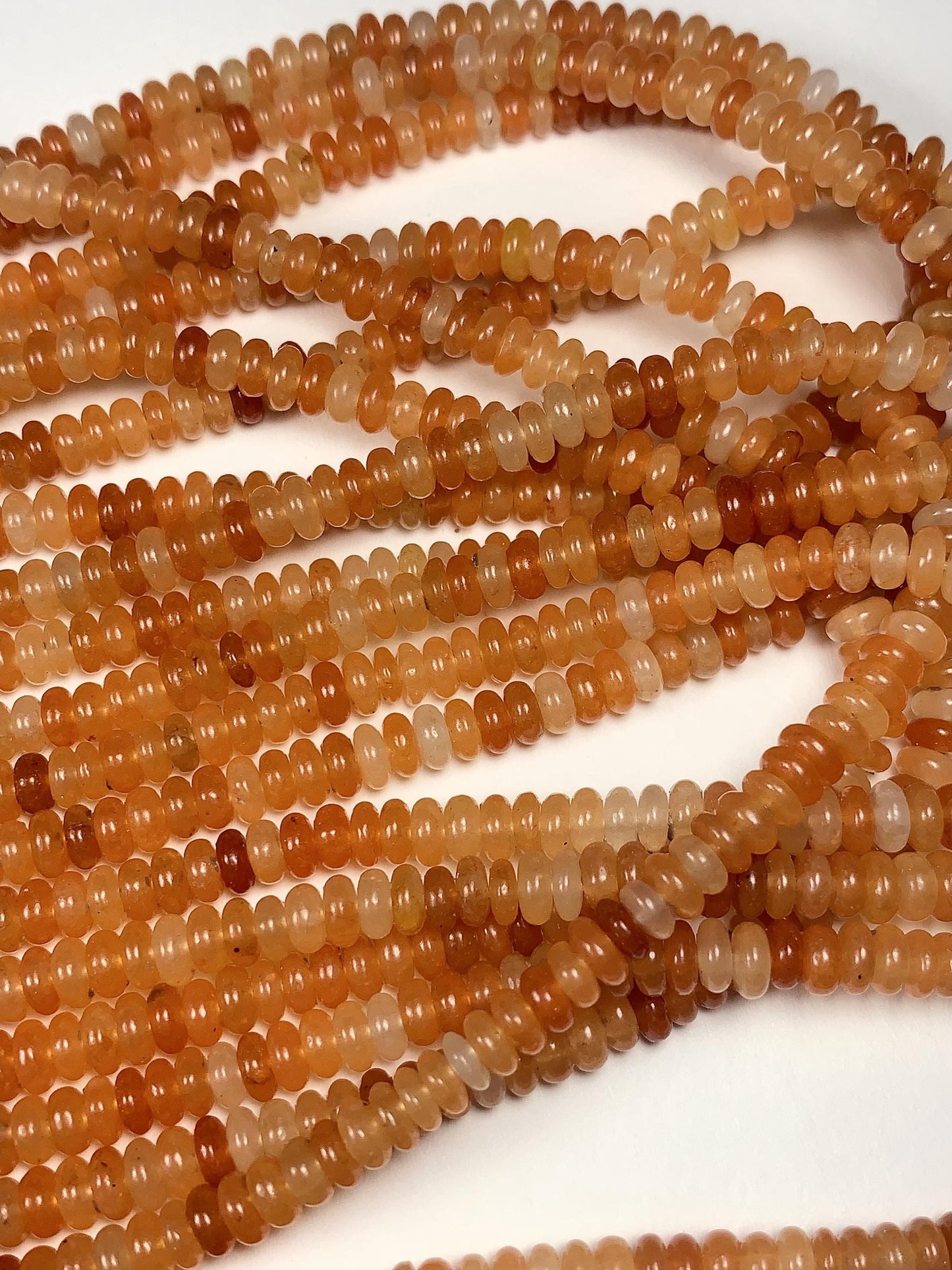 2x4mm Good Quality Natural Orange Red Aventurine Smooth Rondelle Beads 15.5" Strand
