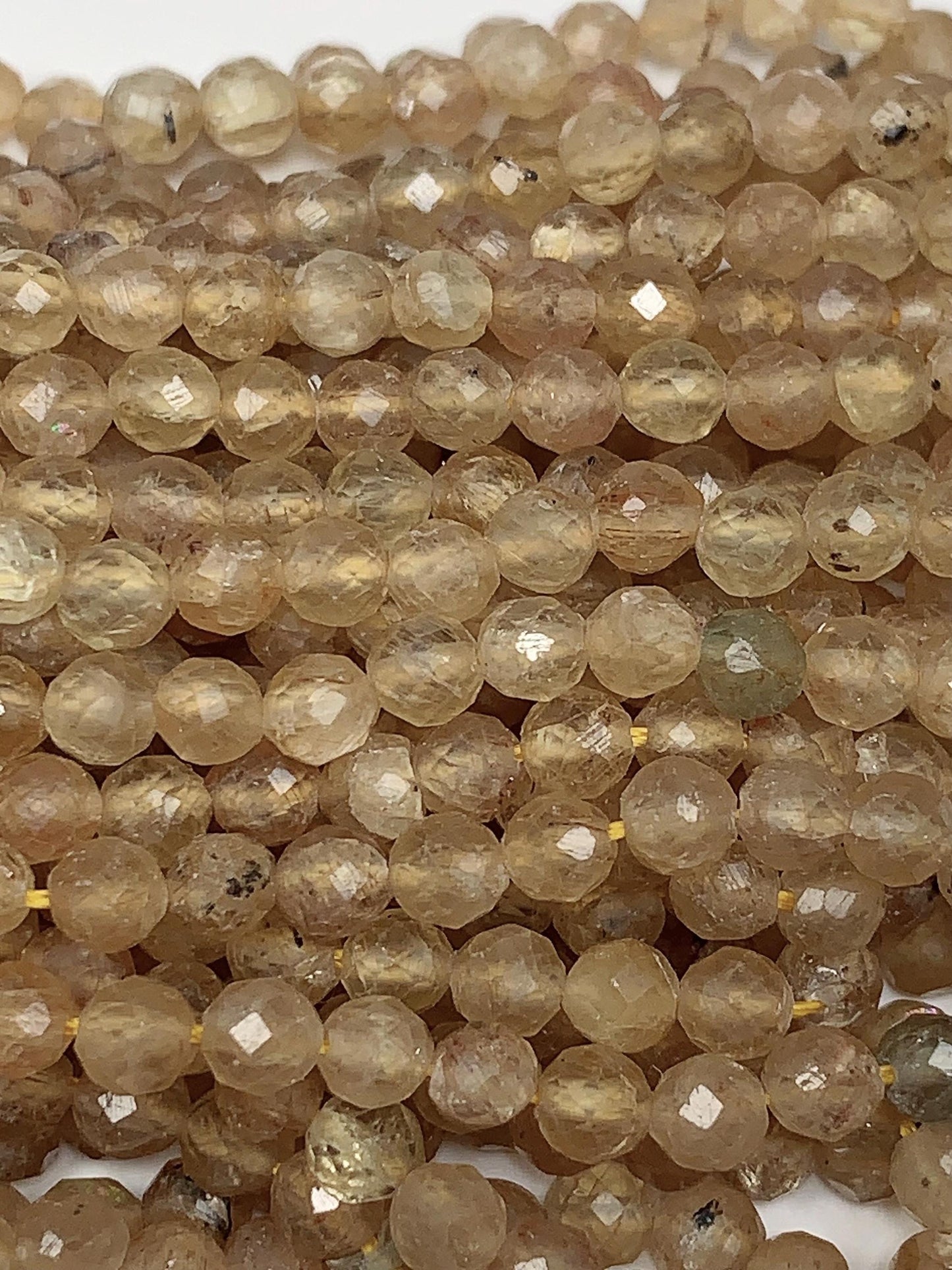 Genuine Natural Golden Apatite Faceted Round Beads 15.5" Strand 2mm 3mm 4mm