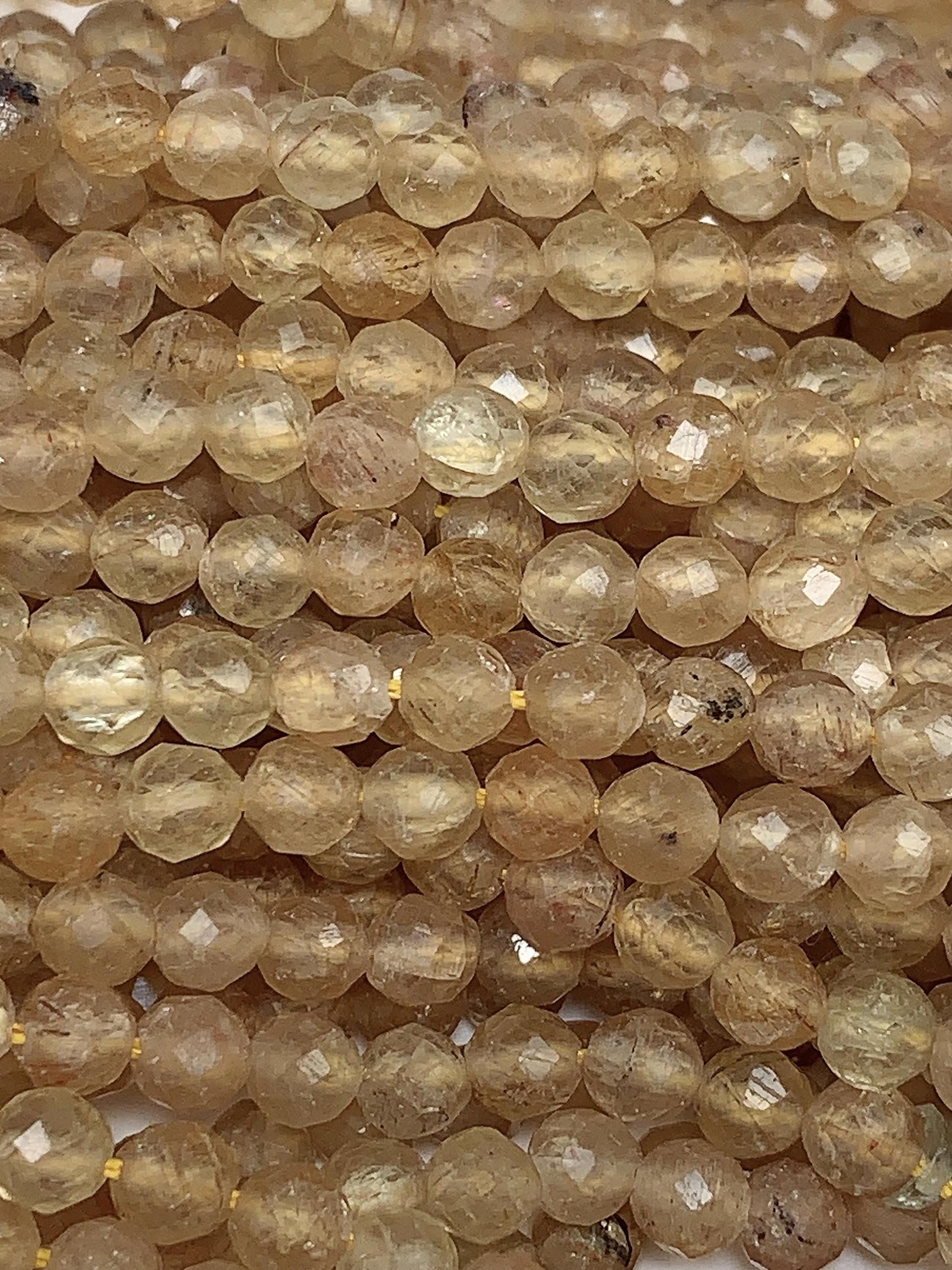 Genuine Natural Golden Apatite Faceted Round Beads 15.5" Strand 2mm 3mm 4mm
