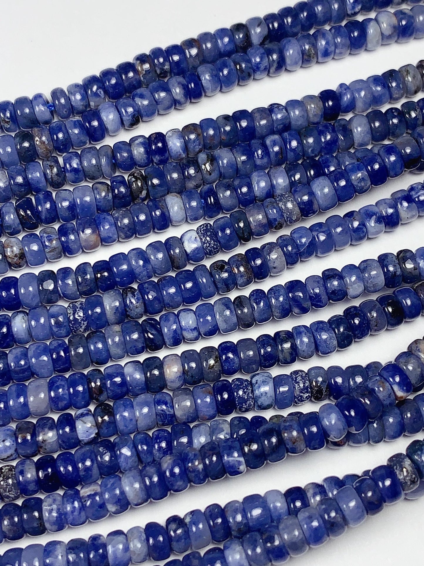 2x4mm Good Color  Natural Blue Sodalite Smooth Rondelle Beads 15.5" Strand