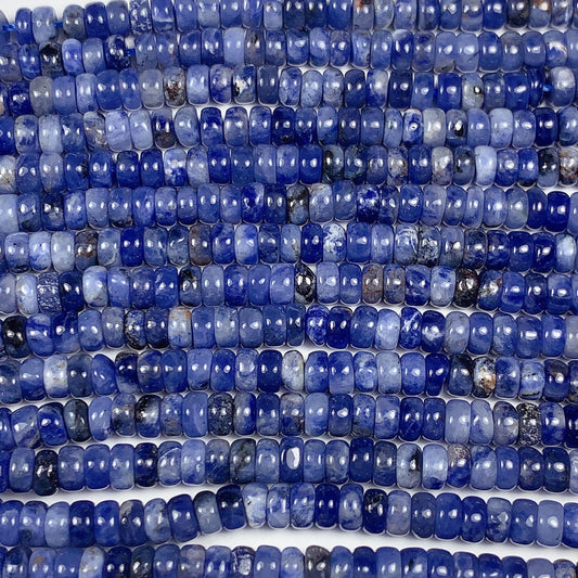 2x4mm Good Color  Natural Blue Sodalite Smooth Rondelle Beads 15.5" Strand