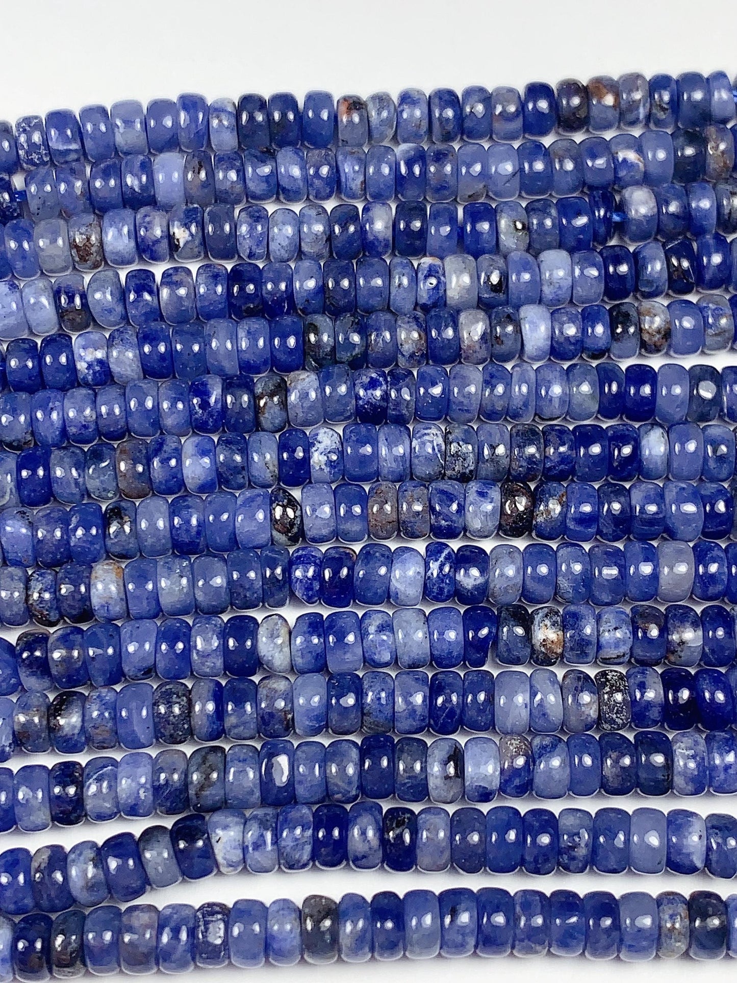 2x4mm Good Color  Natural Blue Sodalite Smooth Rondelle Beads 15.5" Strand