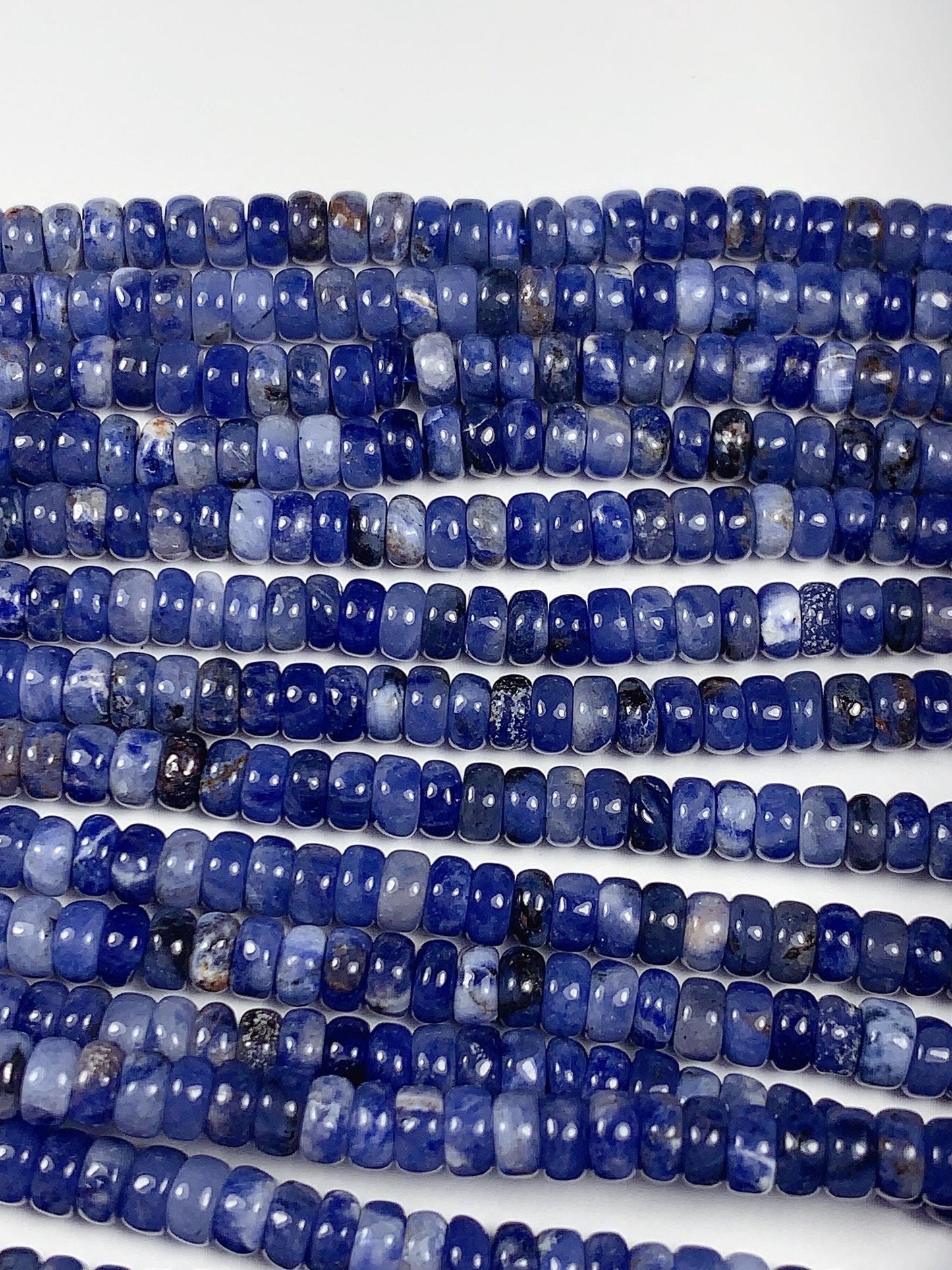 2x4mm Good Color  Natural Blue Sodalite Smooth Rondelle Beads 15.5" Strand