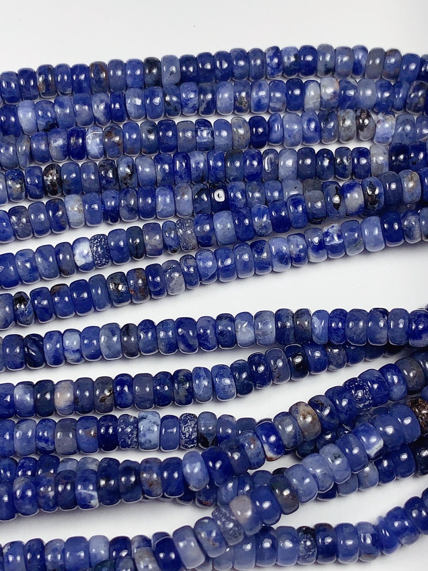 2x4mm Good Color  Natural Blue Sodalite Smooth Rondelle Beads 15.5" Strand