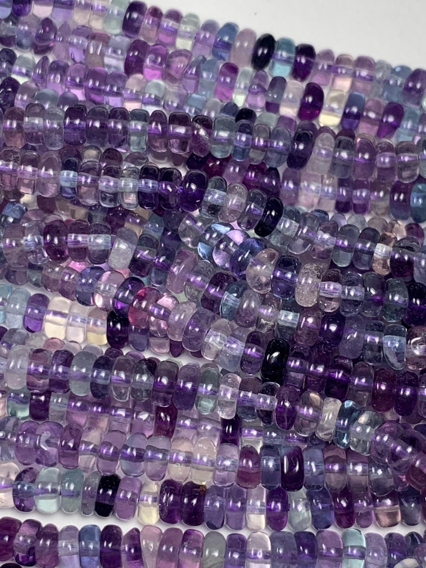 2x4mm High Quality Natural Purple Light Blue Transparent Fluorite Smooth Rondelle Beads 15.5" Strand