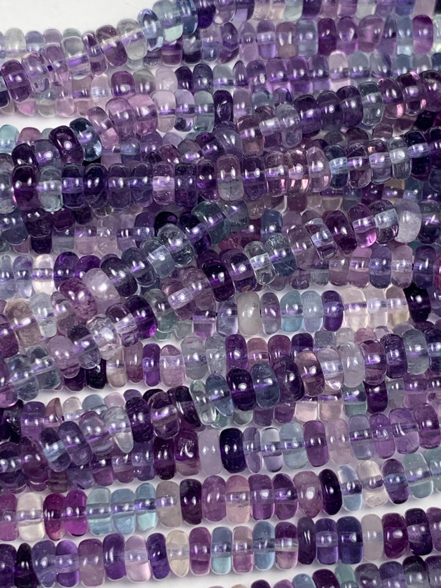 2x4mm High Quality Natural Purple Light Blue Transparent Fluorite Smooth Rondelle Beads 15.5" Strand