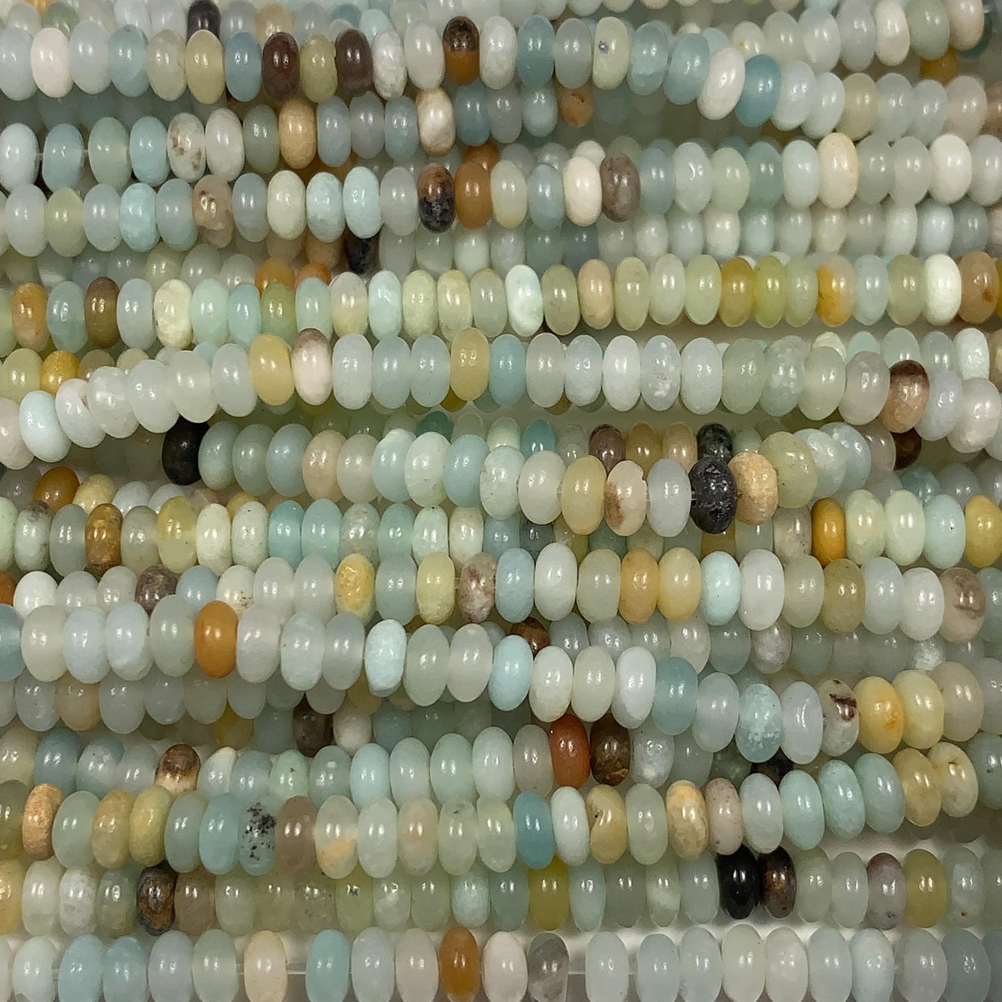 2x4mm Good quality Genuine Natural Blue Yellow Brown Amazonite Smooth Rondelle Beads 15" Strand
