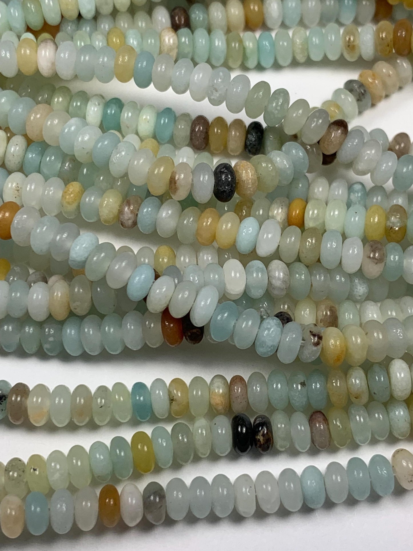 2x4mm Good quality Genuine Natural Blue Yellow Brown Amazonite Smooth Rondelle Beads 15" Strand