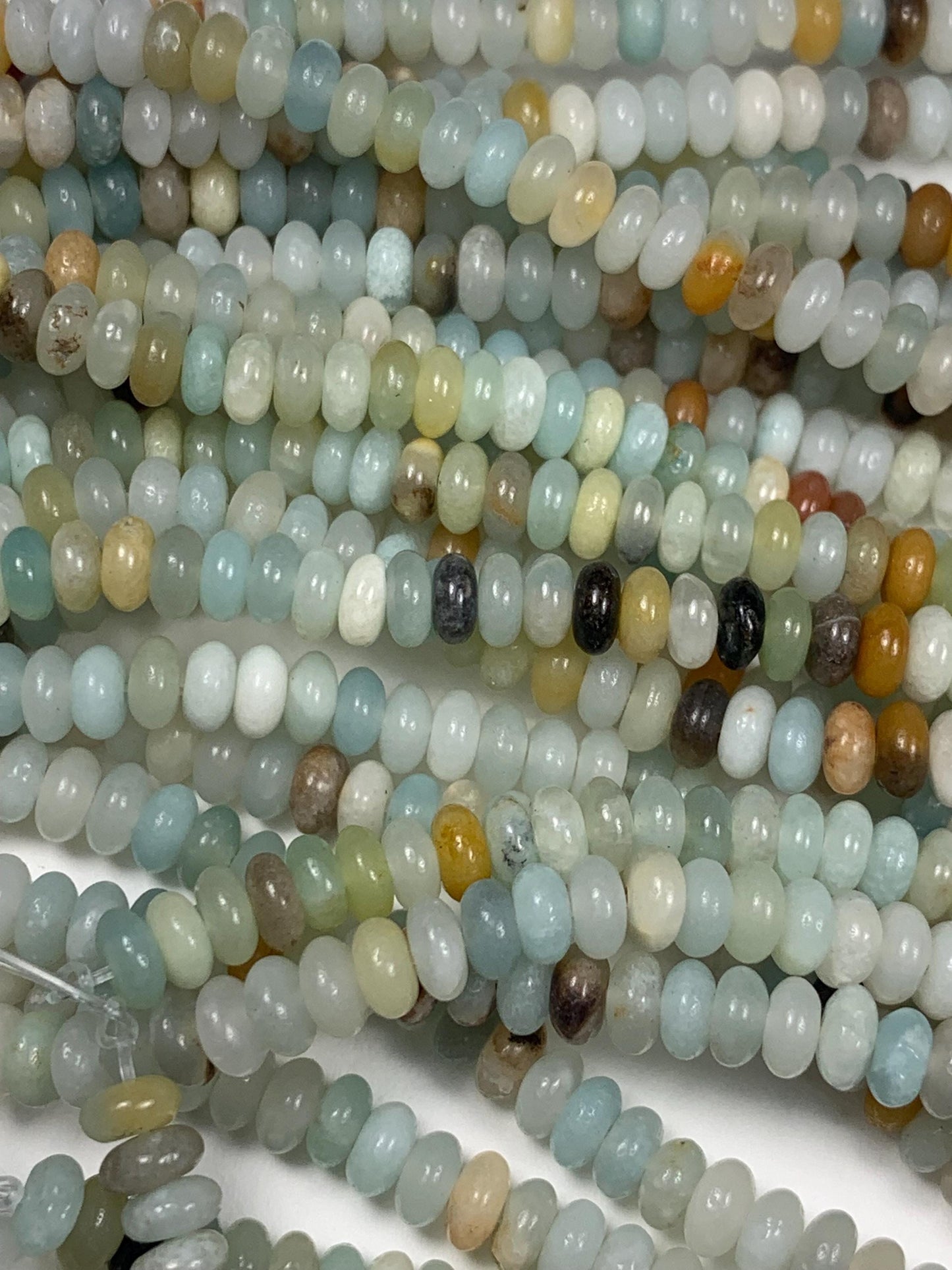 2x4mm Good quality Genuine Natural Blue Yellow Brown Amazonite Smooth Rondelle Beads 15" Strand