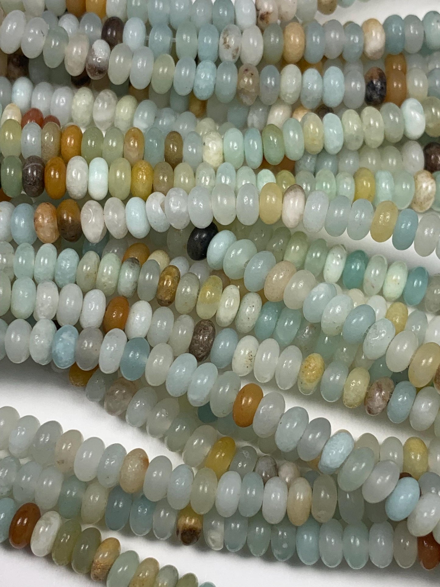 2x4mm Good quality Genuine Natural Blue Yellow Brown Amazonite Smooth Rondelle Beads 15" Strand