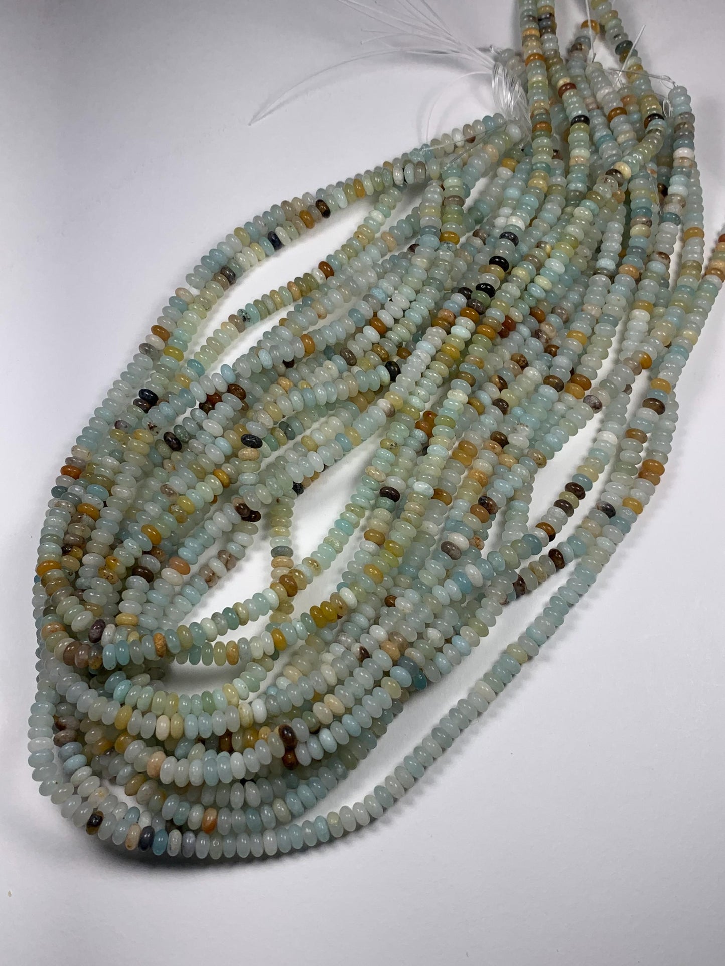 2x4mm Good quality Genuine Natural Blue Yellow Brown Amazonite Smooth Rondelle Beads 15" Strand