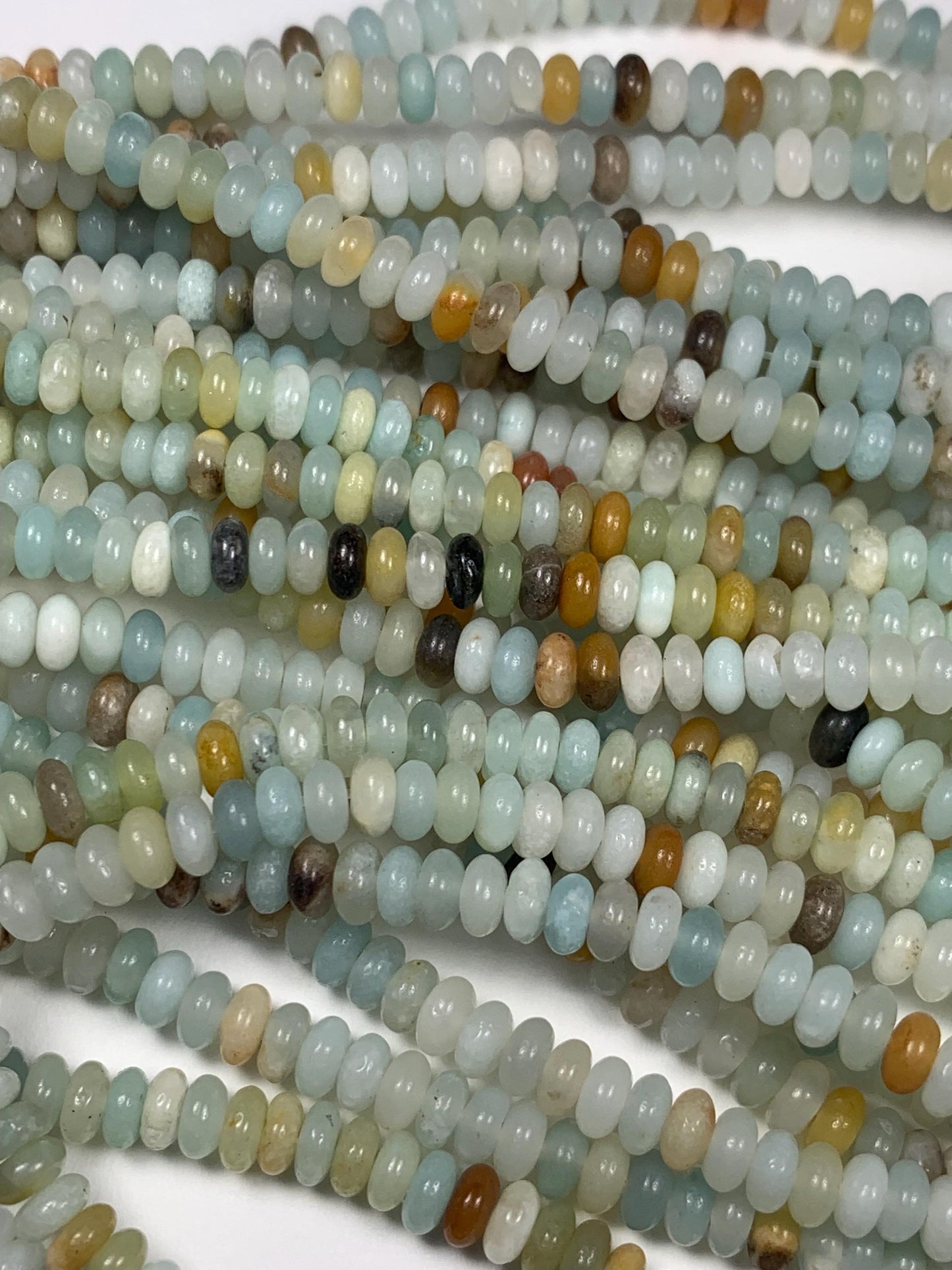 2x4mm Good quality Genuine Natural Blue Yellow Brown Amazonite Smooth Rondelle Beads 15" Strand