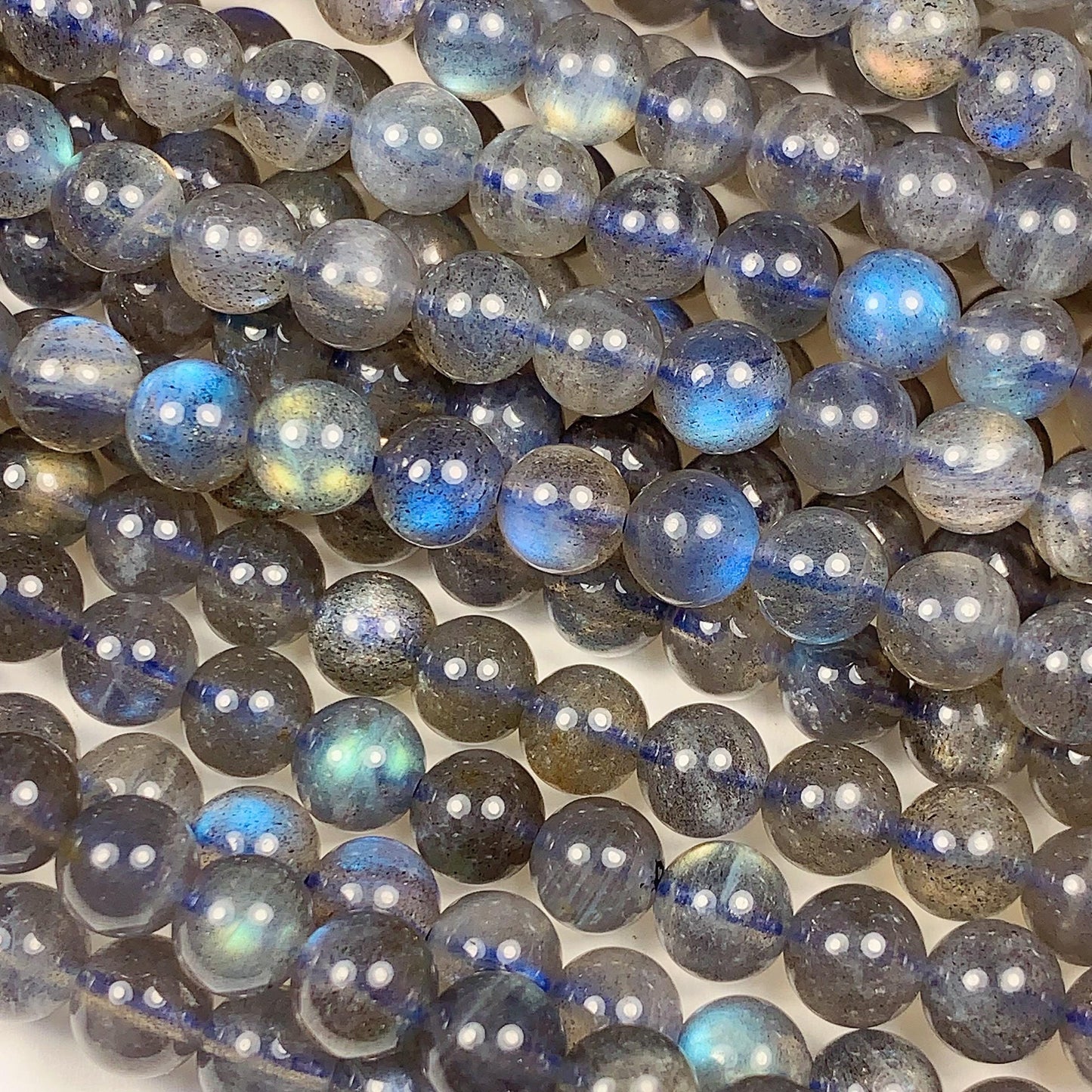AAA++ Blue Rainbow Dark Gray Flashes Labradorite Smooth Round Beads 15.5" Strand gemstone 2mm 3mm 4mm 6mm 8mm 10mm 12mm 14mm 16mm 18mm 20mm