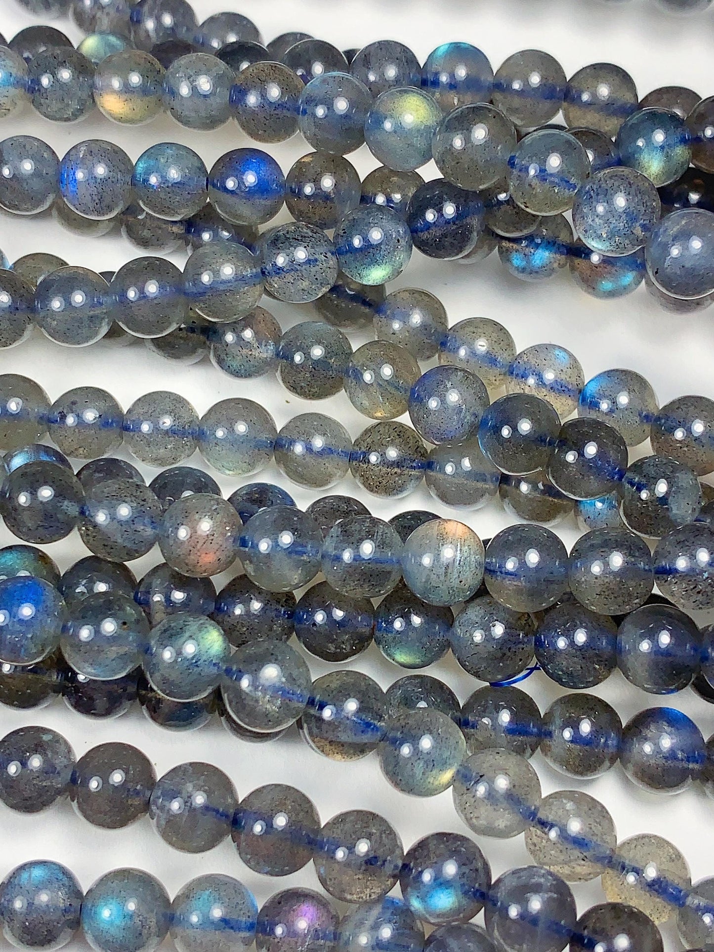 AAA++ Blue Rainbow Dark Gray Flashes Labradorite Smooth Round Beads 15.5" Strand gemstone 2mm 3mm 4mm 6mm 8mm 10mm 12mm 14mm 16mm 18mm 20mm