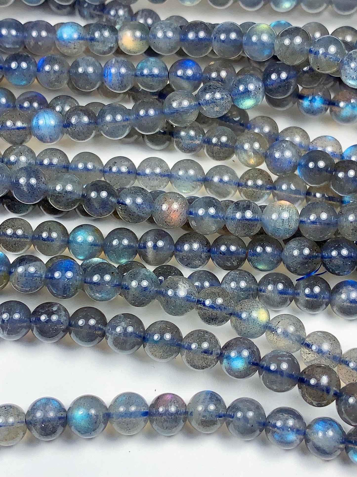 AAA++ Blue Rainbow Dark Gray Flashes Labradorite Smooth Round Beads 15.5" Strand gemstone 2mm 3mm 4mm 6mm 8mm 10mm 12mm 14mm 16mm 18mm 20mm