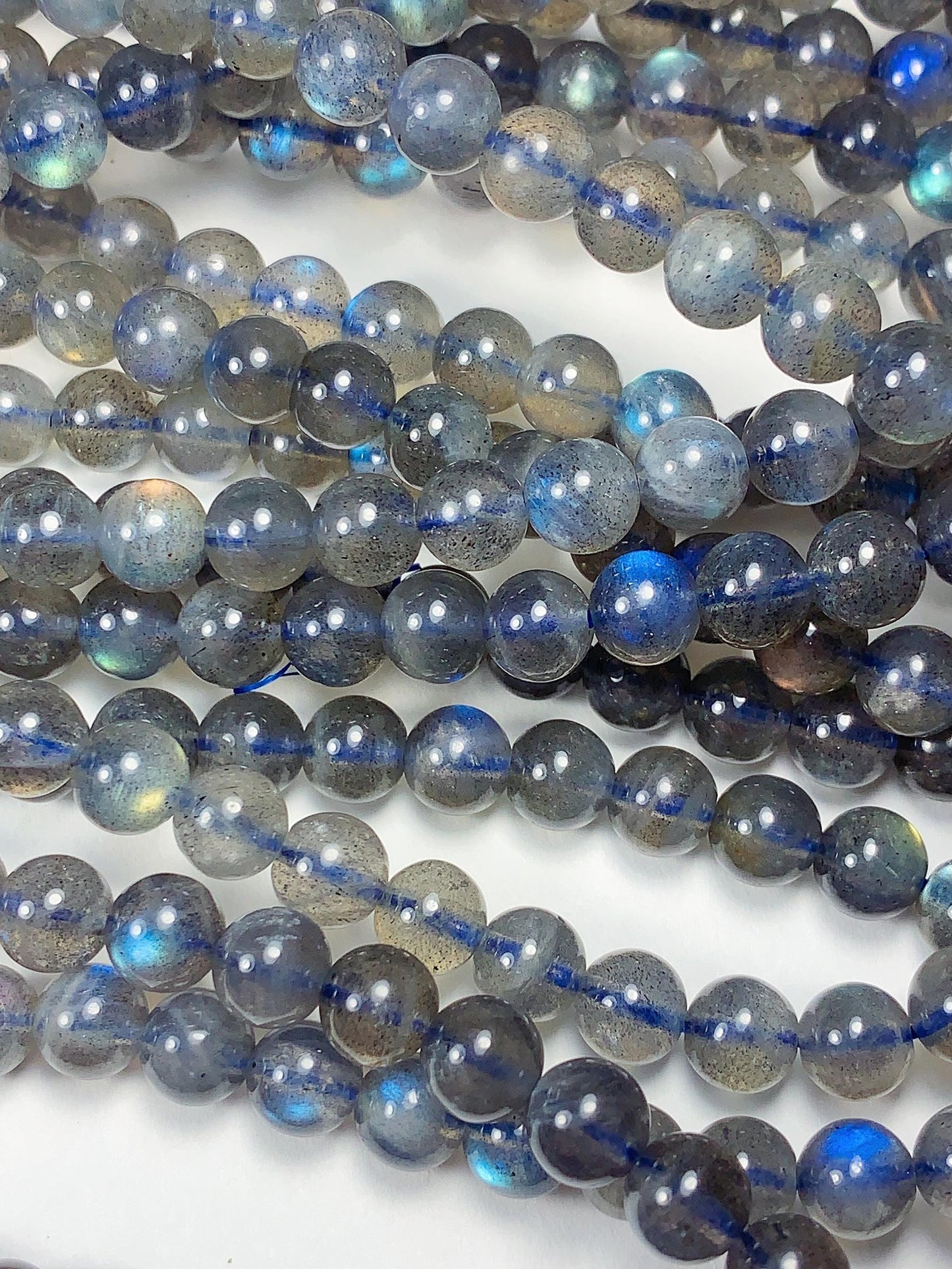 AAA++ Blue Rainbow Dark Gray Flashes Labradorite Smooth Round Beads 15.5" Strand gemstone 2mm 3mm 4mm 6mm 8mm 10mm 12mm 14mm 16mm 18mm 20mm