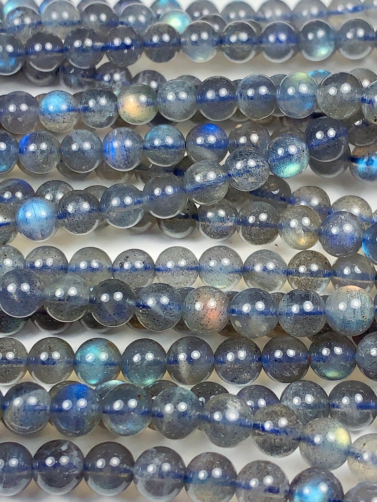 AAA++ Blue Rainbow Dark Gray Flashes Labradorite Smooth Round Beads 15.5" Strand gemstone 2mm 3mm 4mm 6mm 8mm 10mm 12mm 14mm 16mm 18mm 20mm