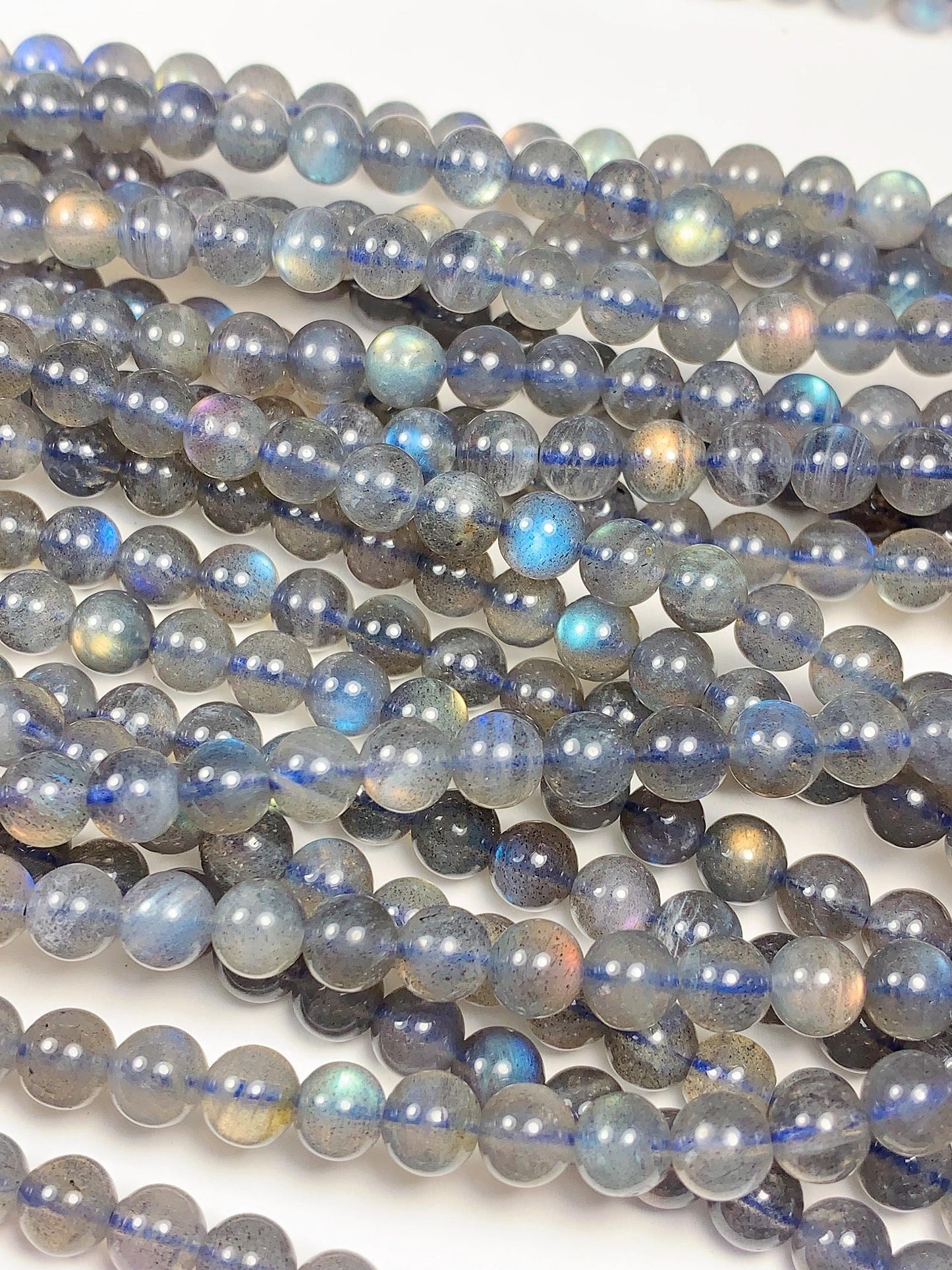 AAA++ Blue Rainbow Dark Gray Flashes Labradorite Smooth Round Beads 15.5" Strand gemstone 2mm 3mm 4mm 6mm 8mm 10mm 12mm 14mm 16mm 18mm 20mm