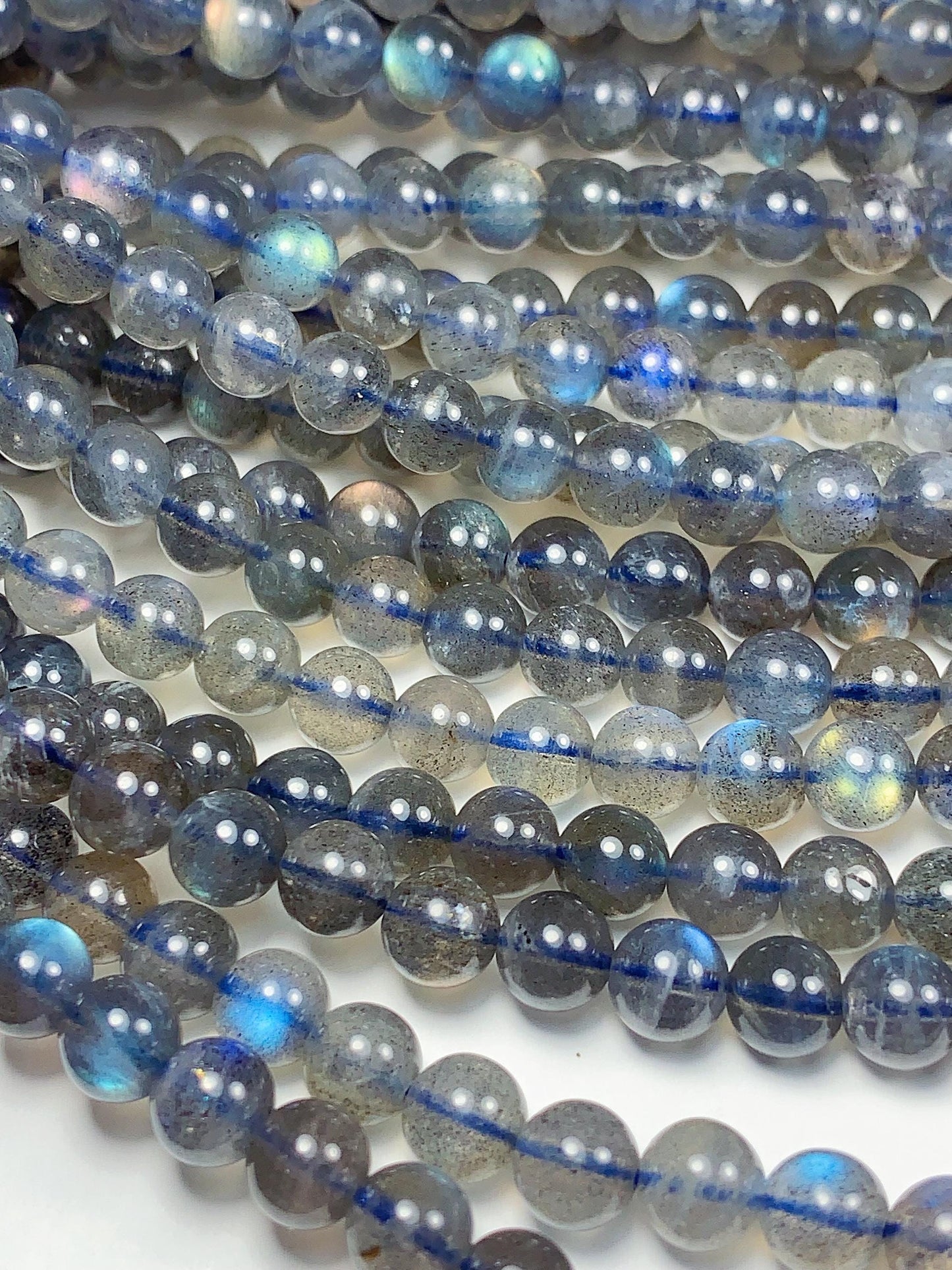 AAA++ Blue Rainbow Dark Gray Flashes Labradorite Smooth Round Beads 15.5" Strand gemstone 2mm 3mm 4mm 6mm 8mm 10mm 12mm 14mm 16mm 18mm 20mm